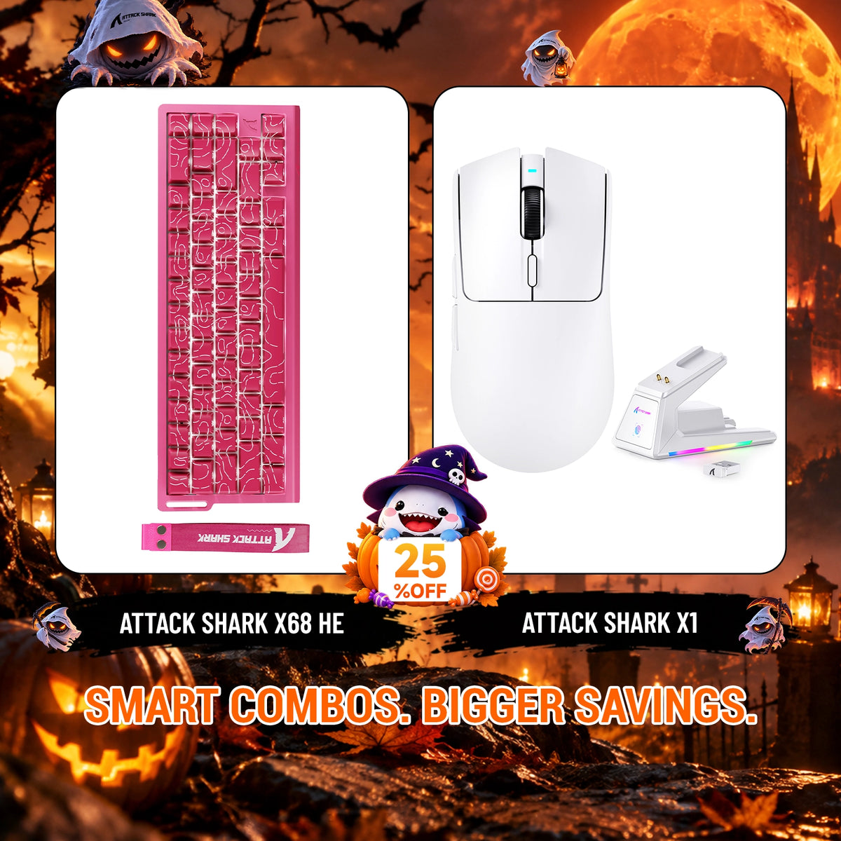 ATTACK SHARK X68HE Rapid Trigger Tastatur + X1 Kabellose Gaming-Maus Bundle