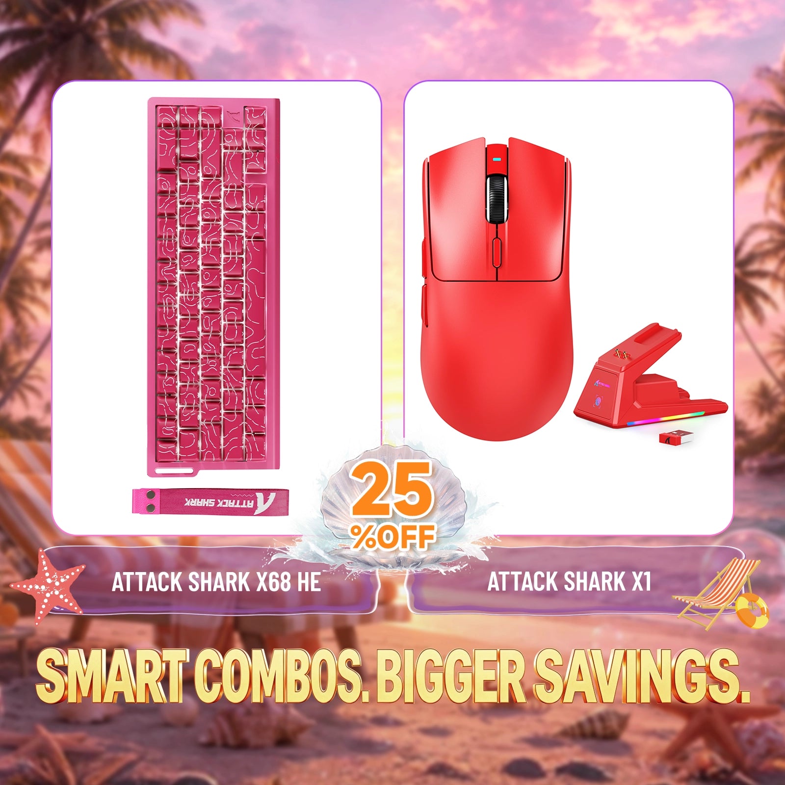ATTACK SHARK X68HE Rapid Trigger Tastatur + X1 Kabellose Gaming-Maus Bundle
