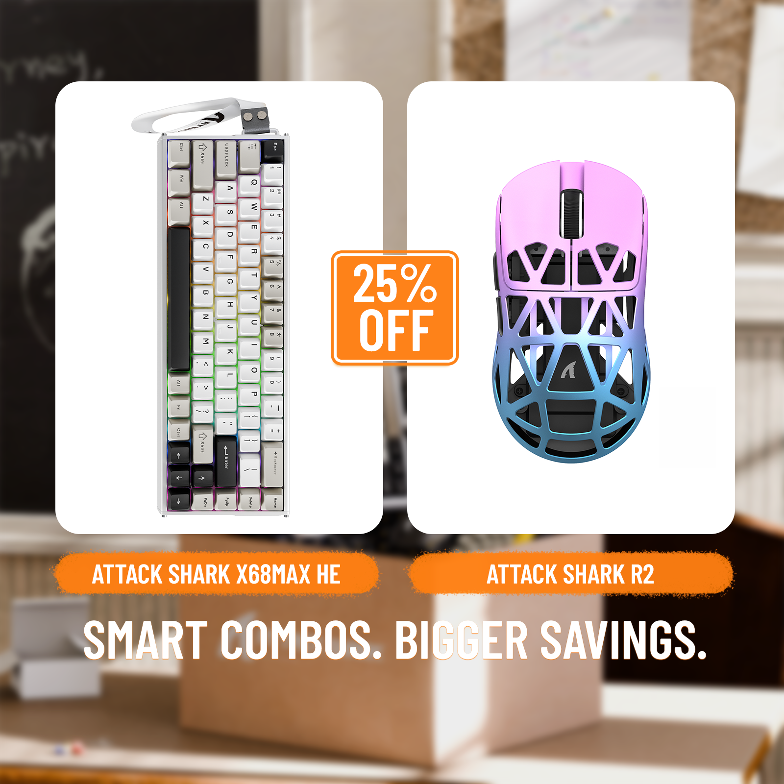 ATTACK SHARK X68MAX HE Rapid Trigger Aluminium-Tastatur + R2 Kabellose Gaming-Maus aus Magnesiumlegierung im Bundle