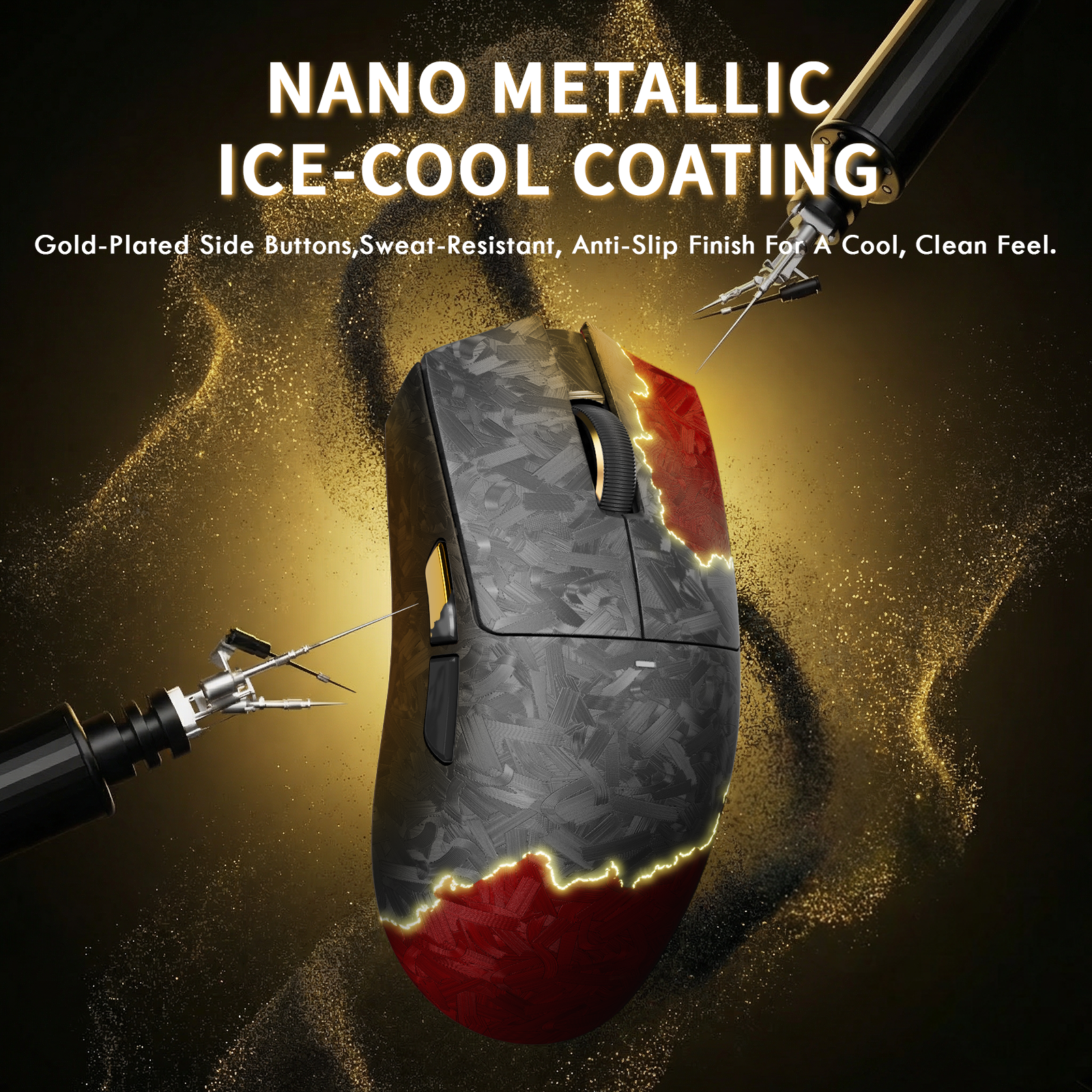 ATTACK SHARK X11 ULTRA carbon fiber gaming mouse with nano metallic ice-cool coating
