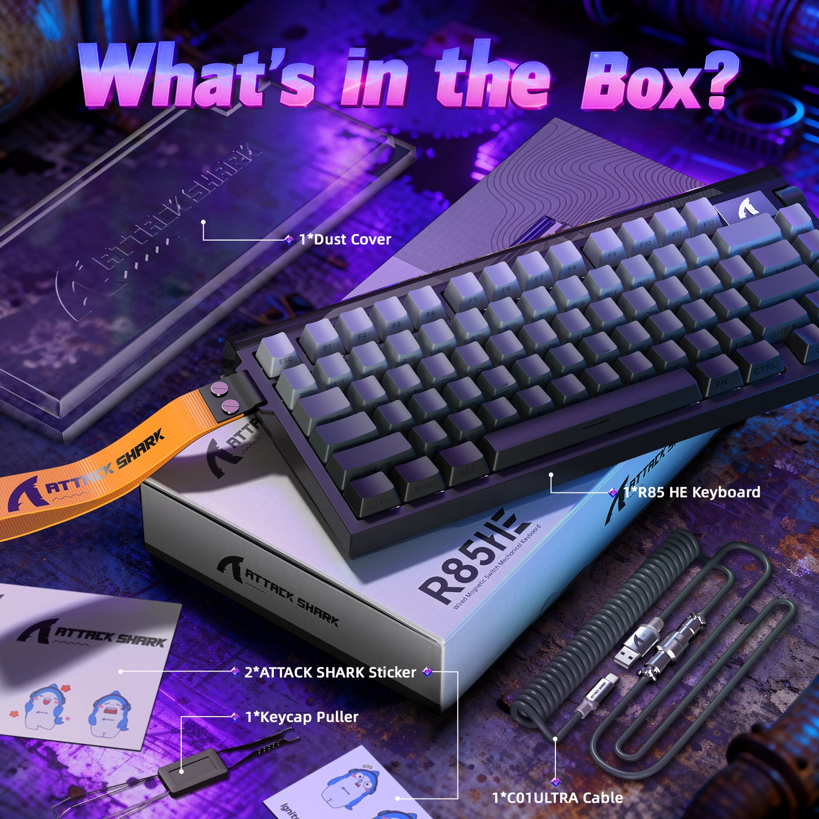 ATTACK SHARK R85 HE Rapid Trigger Tastatur mit C01ULTRA LED Kabel