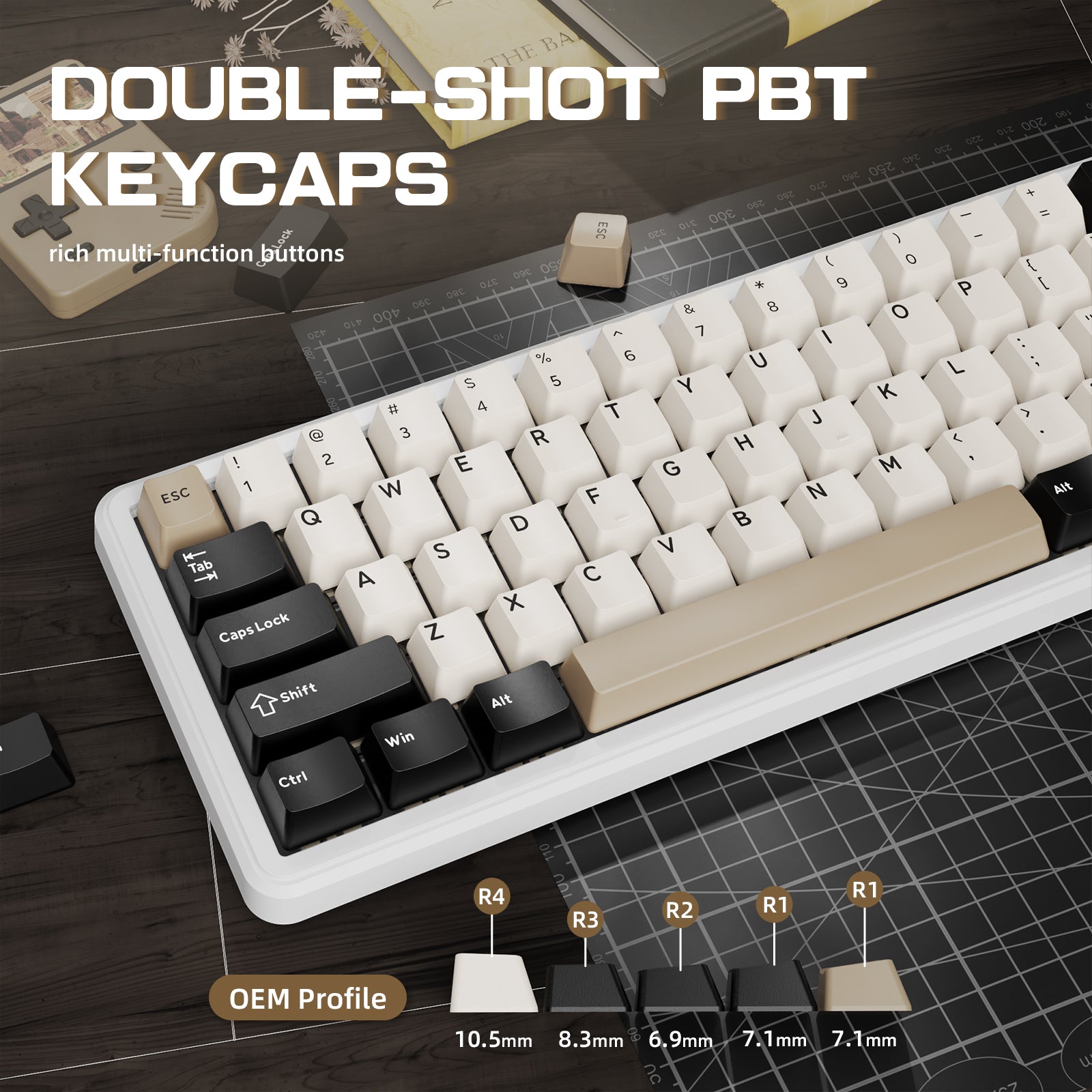 ATTACK SHARK X66 mechanical keyboard with Double-Shot PBT keycaps, OEM profile, and rich multi-function buttons.