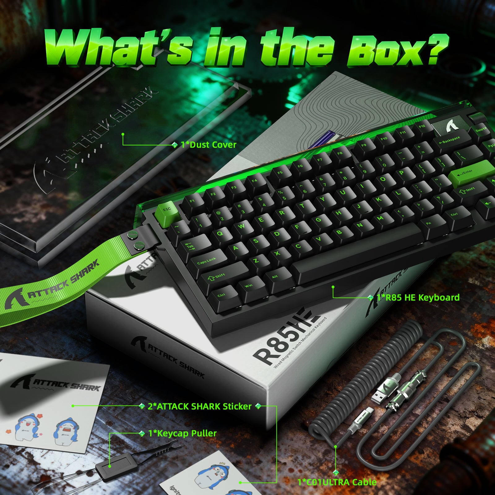 ATTACK SHARK R85 HE Rapid Trigger Tastatur mit C01ULTRA LED Kabel