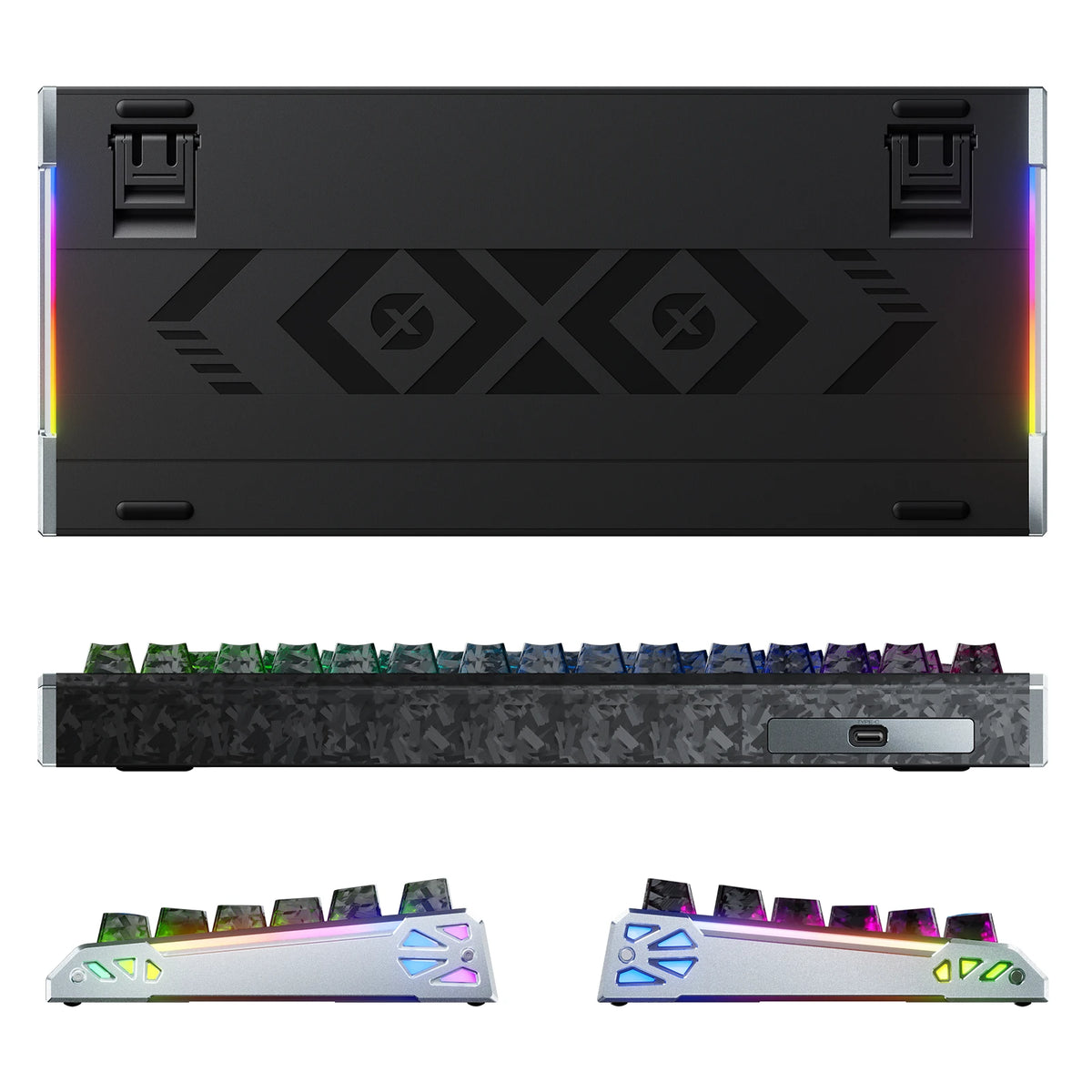 ATTACK SHARK R86 HE Carbonfaser-Gaming-Tastatur mit magnetischen Schaltern, Rapid Trigger, Kabelanschluss und C01 ULTRA RGB-Spiralkabel
