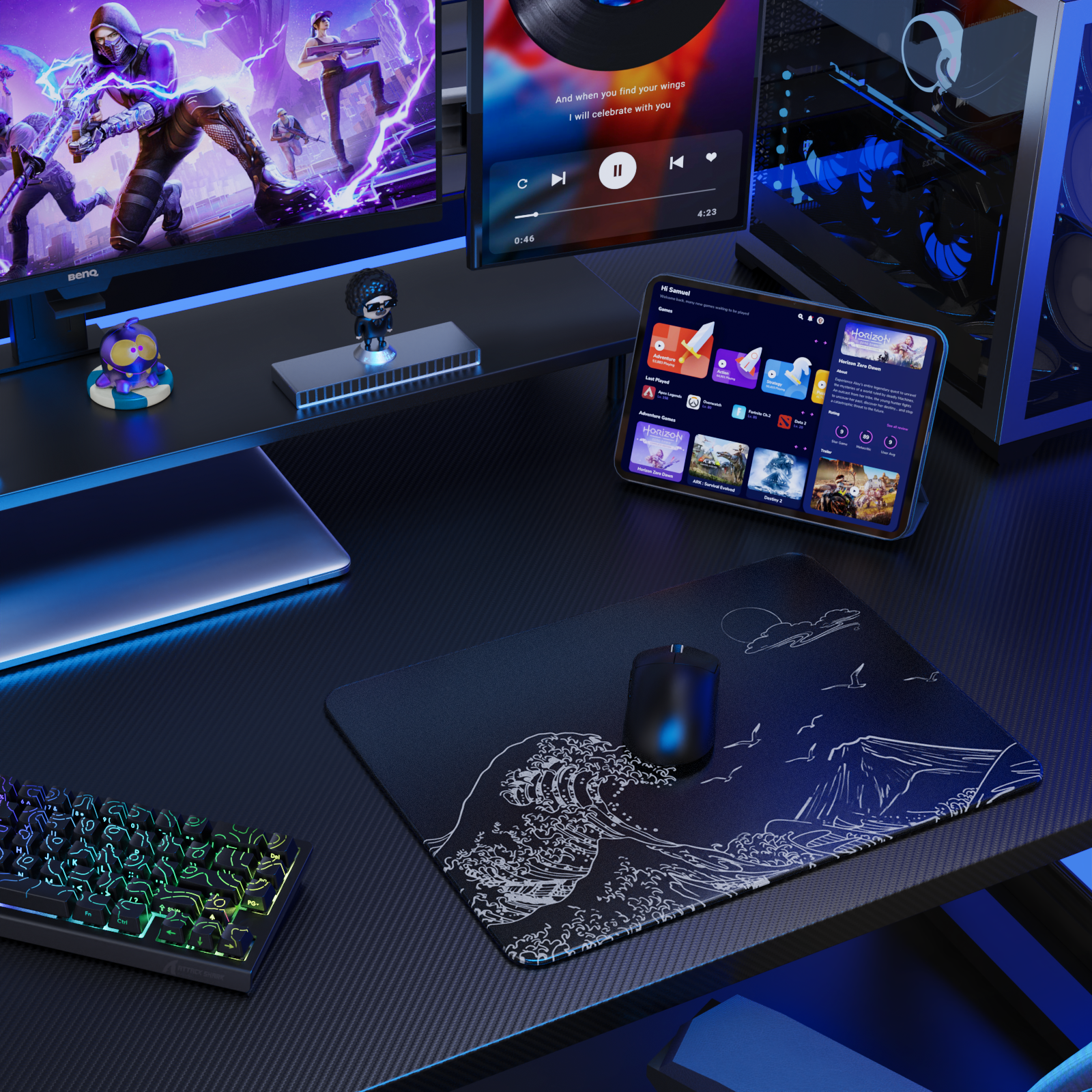ATTACK SHARK CM05 Gehärtete Glas Gaming-Mausmatte