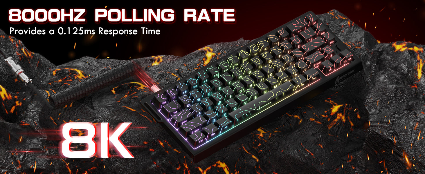 ATTACK SHARK X68 HE Rapid Trigger-Tastatur mit Magnetschalter und C01PRO-Spiralkabel