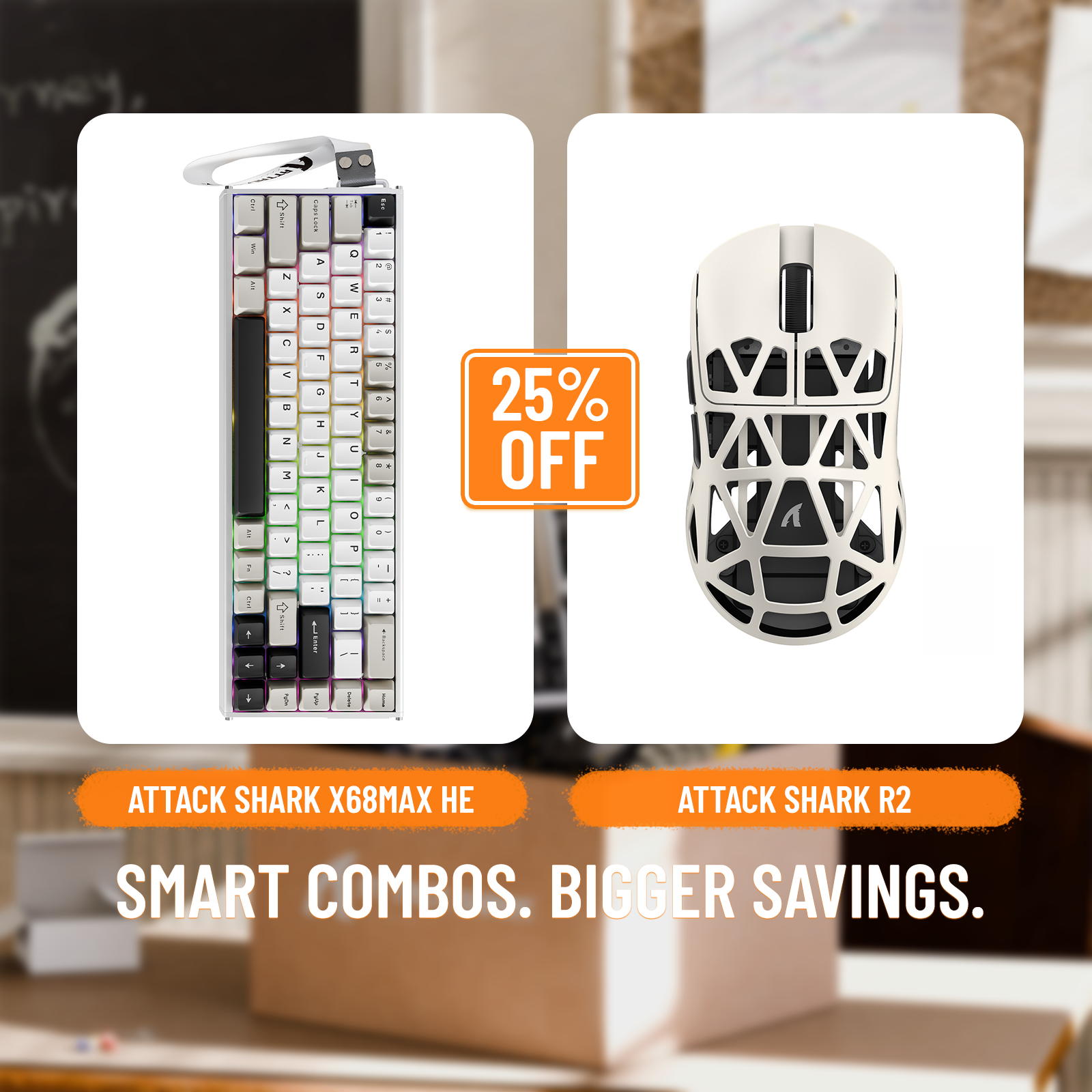 ATTACK SHARK X68MAX HE Rapid Trigger Aluminium-Tastatur + R2 Kabellose Gaming-Maus aus Magnesiumlegierung im Bundle