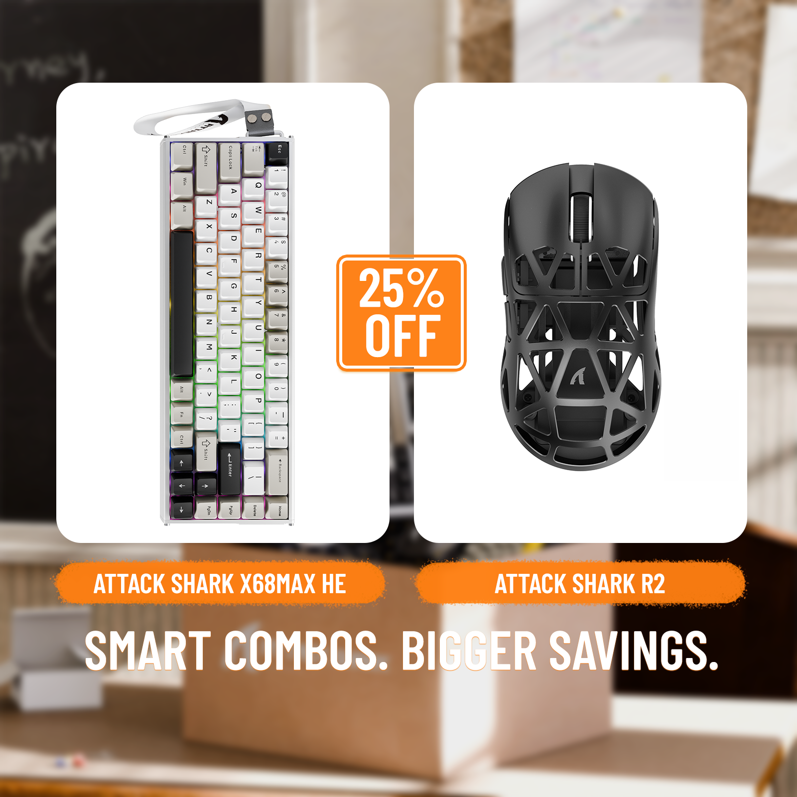 ATTACK SHARK X68MAX HE Rapid Trigger Aluminium-Tastatur + R2 Kabellose Gaming-Maus aus Magnesiumlegierung im Bundle