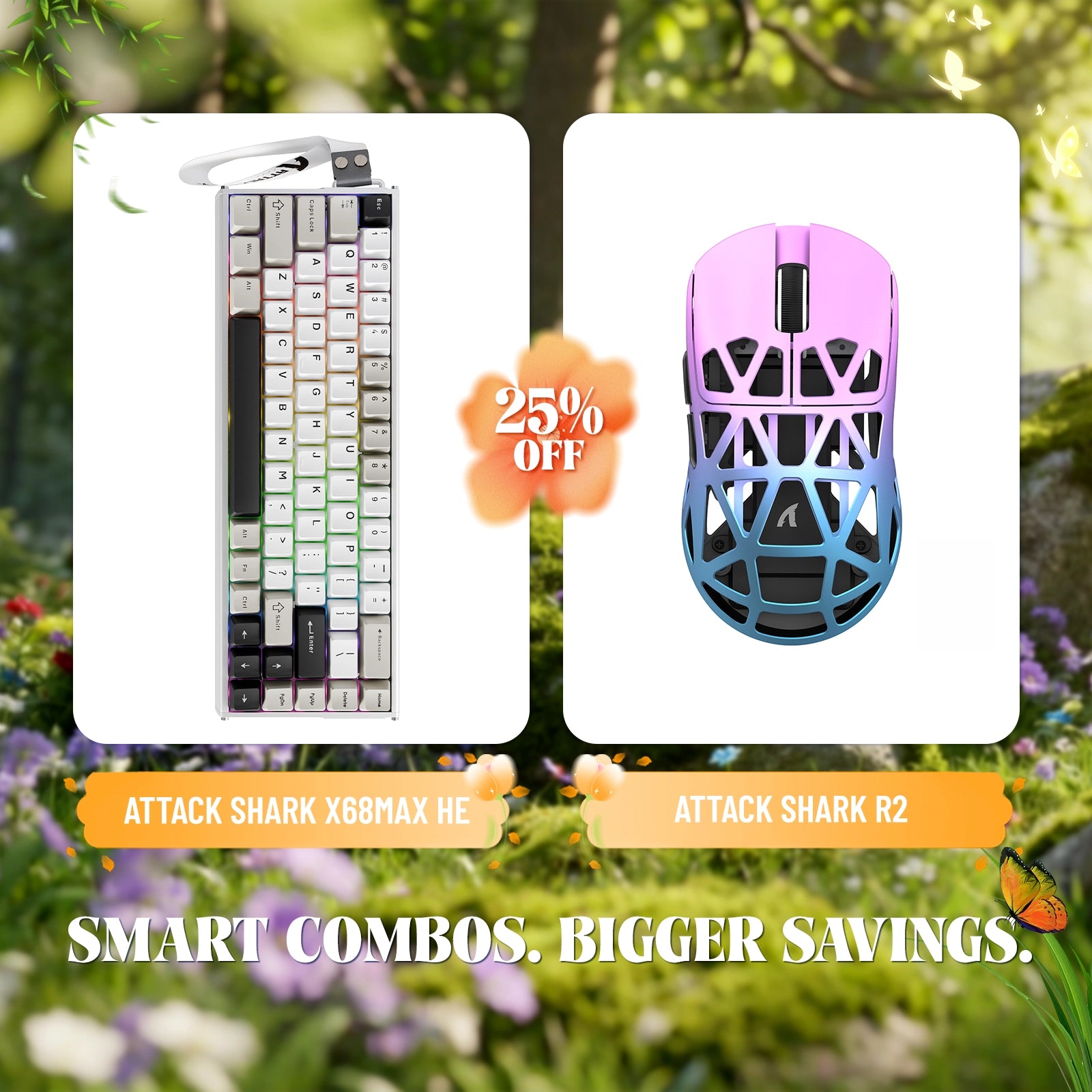 ATTACK SHARK X68MAX HE Rapid Trigger Aluminium-Tastatur + R2 Kabellose Gaming-Maus aus Magnesiumlegierung im Bundle