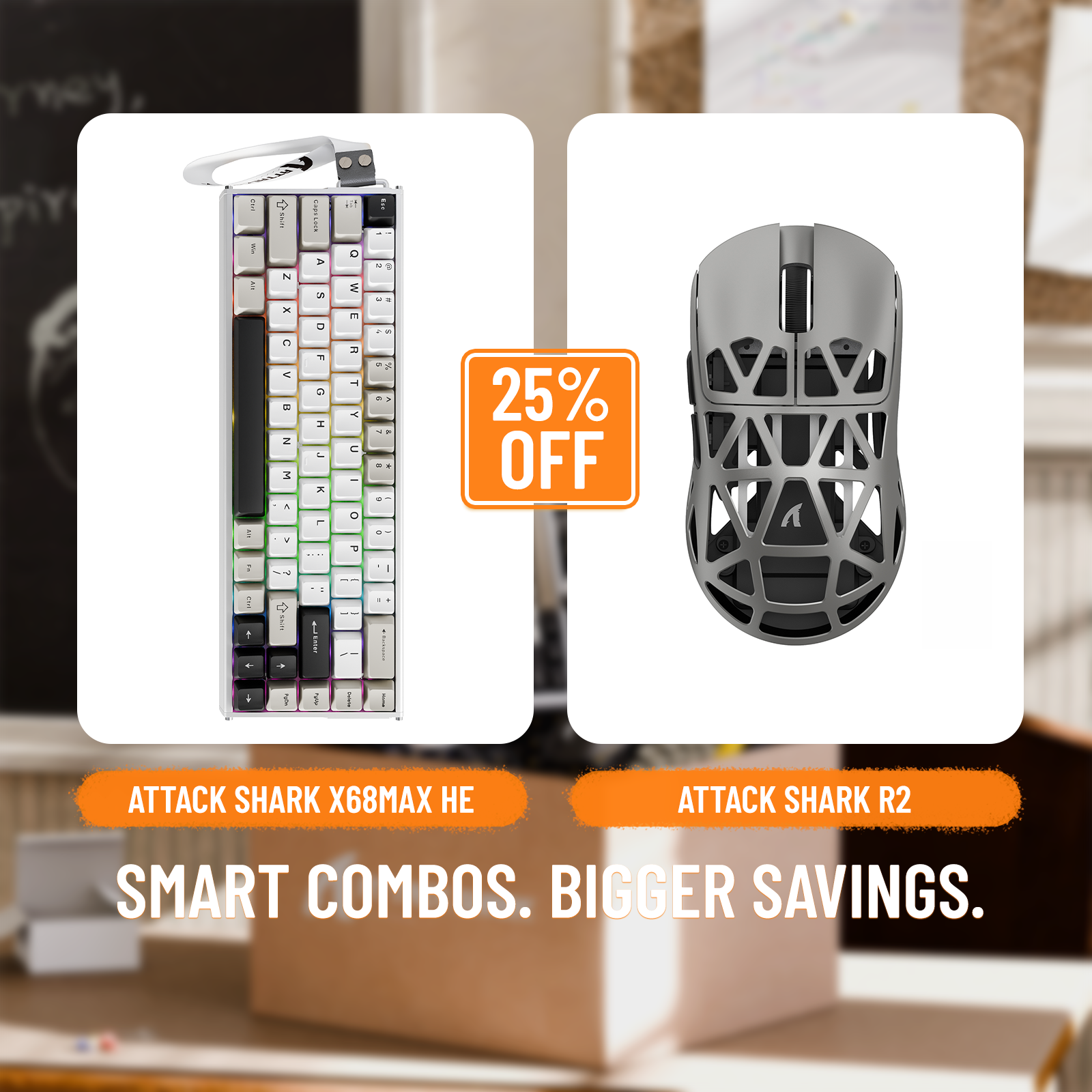 ATTACK SHARK X68MAX HE Rapid Trigger Aluminium-Tastatur + R2 Kabellose Gaming-Maus aus Magnesiumlegierung im Bundle