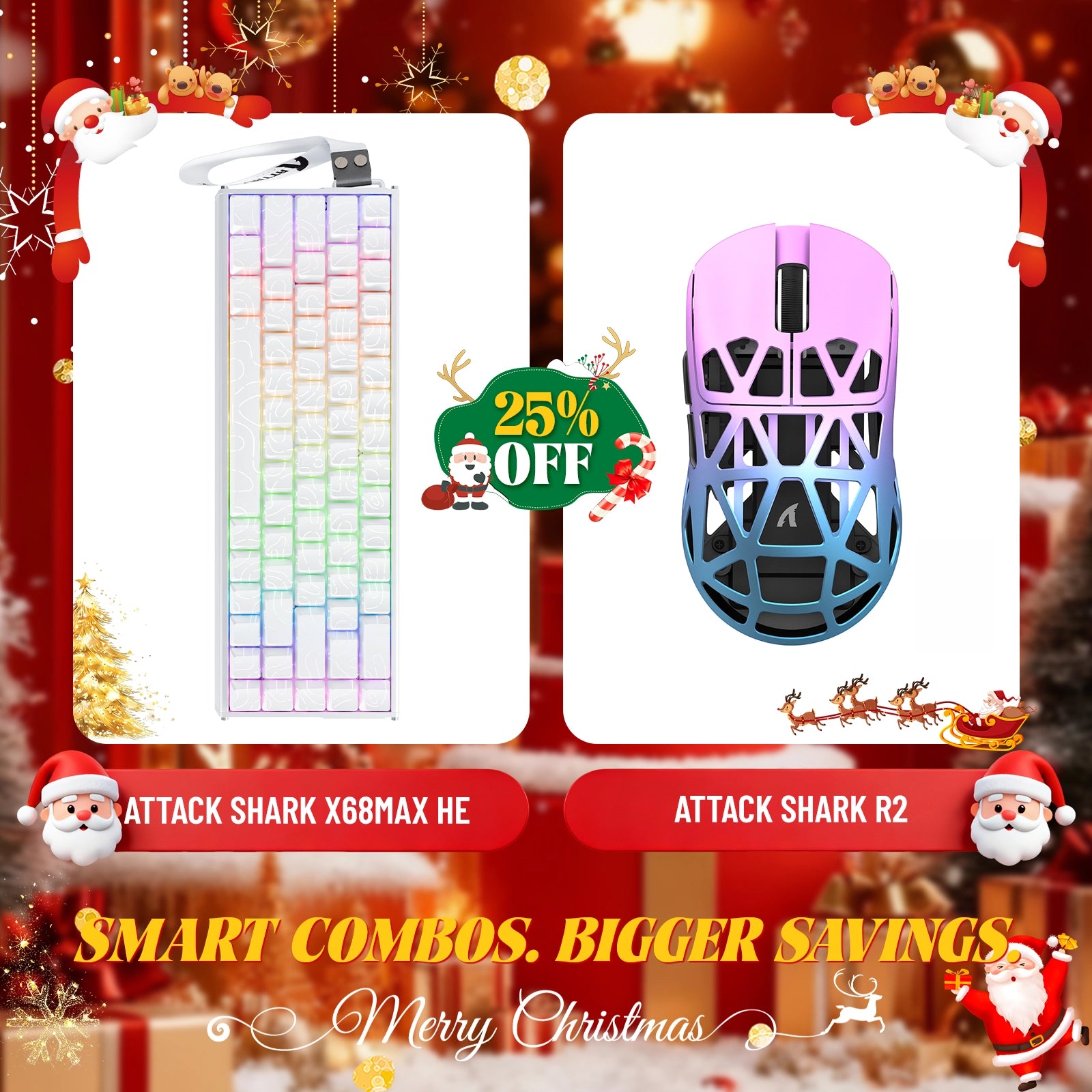 ATTACK SHARK X68MAX HE Rapid Trigger Aluminium-Tastatur + R2 Kabellose Gaming-Maus aus Magnesiumlegierung im Bundle