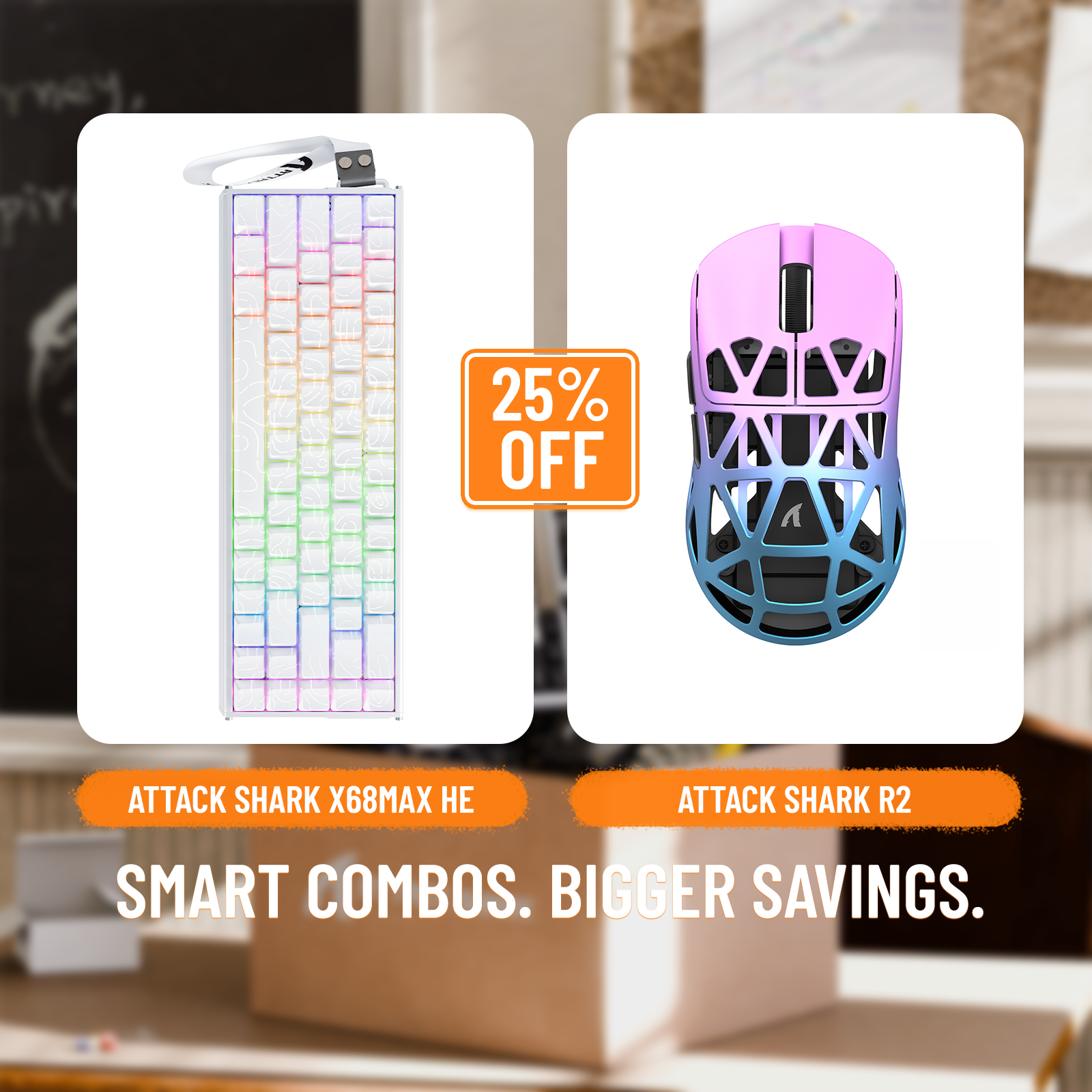 ATTACK SHARK X68MAX HE Rapid Trigger Aluminium-Tastatur + R2 Kabellose Gaming-Maus aus Magnesiumlegierung im Bundle