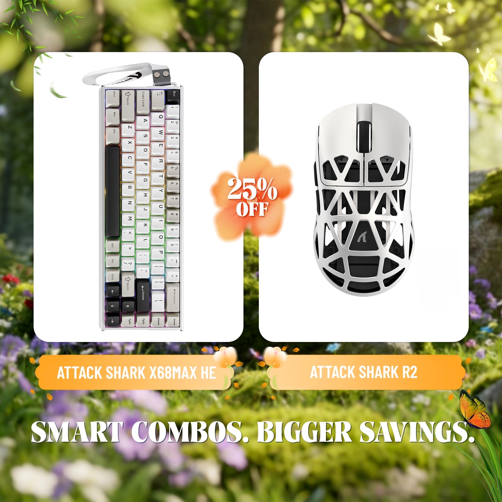 ATTACK SHARK X68MAX HE Rapid Trigger Aluminium-Tastatur + R2 Kabellose Gaming-Maus aus Magnesiumlegierung im Bundle