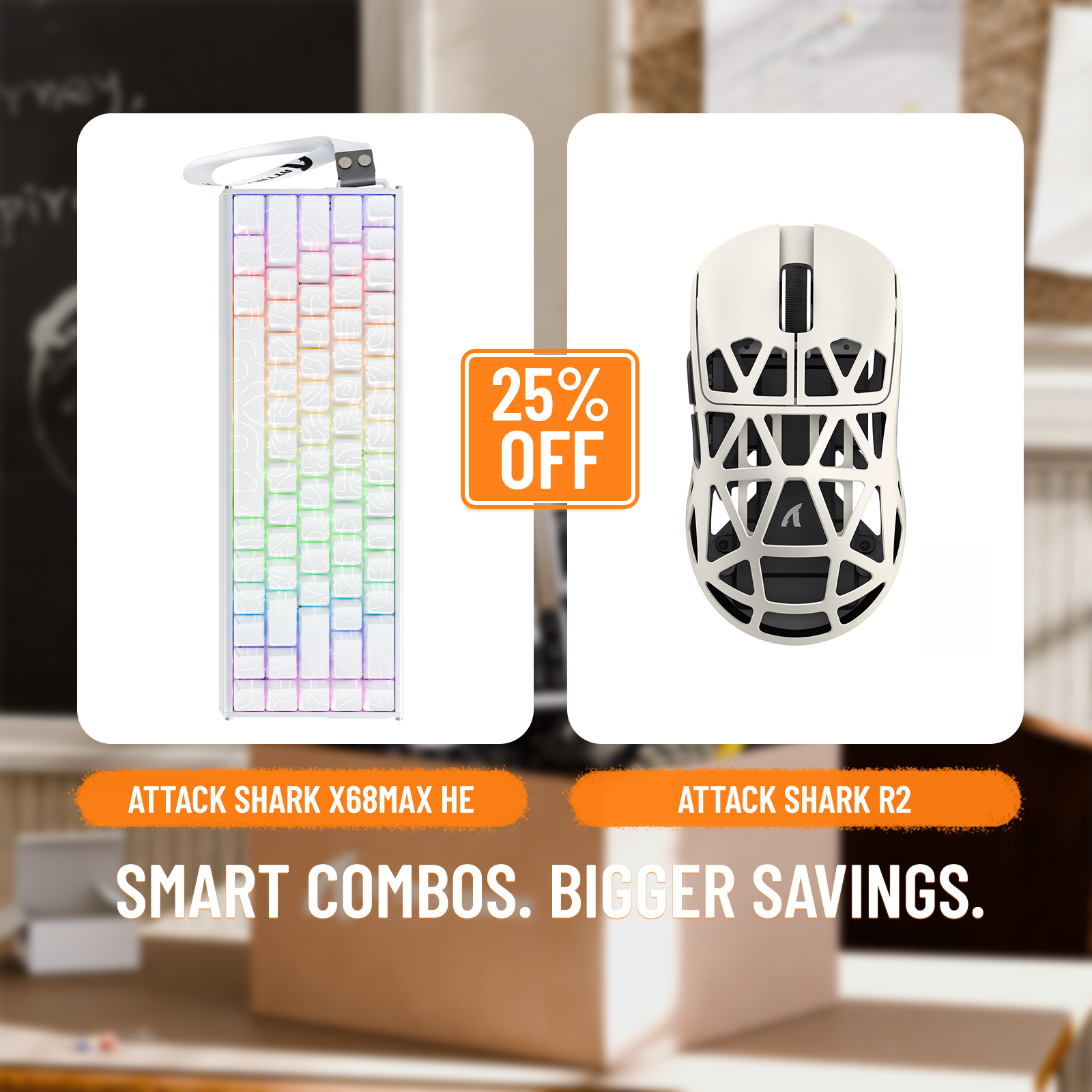 ATTACK SHARK X68MAX HE Rapid Trigger Aluminium-Tastatur + R2 Kabellose Gaming-Maus aus Magnesiumlegierung im Bundle