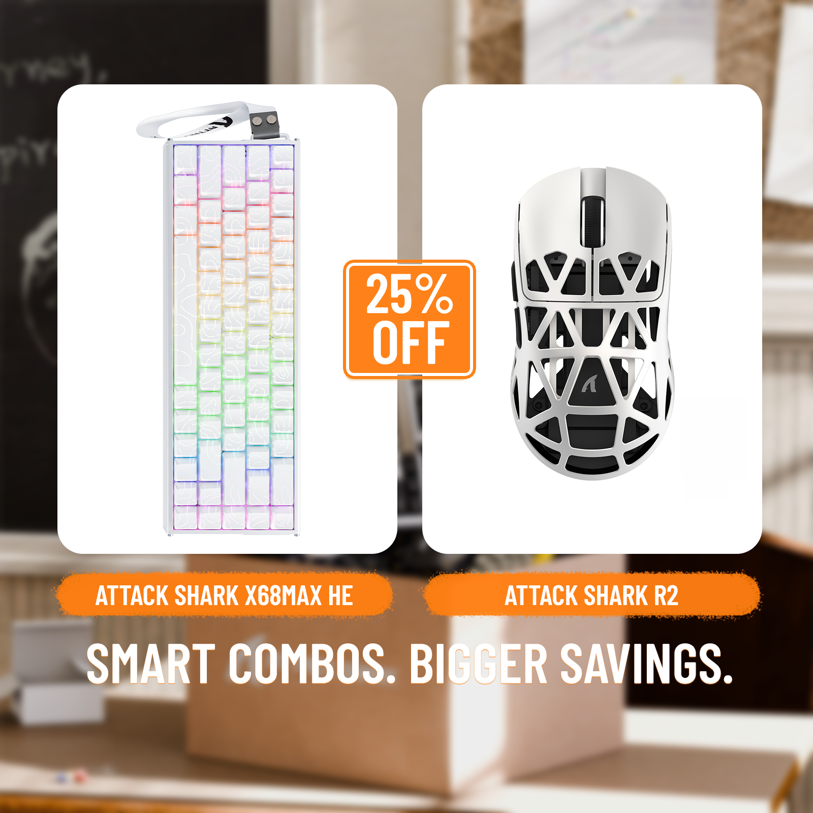 ATTACK SHARK X68MAX HE Rapid Trigger Aluminium-Tastatur + R2 Kabellose Gaming-Maus aus Magnesiumlegierung im Bundle