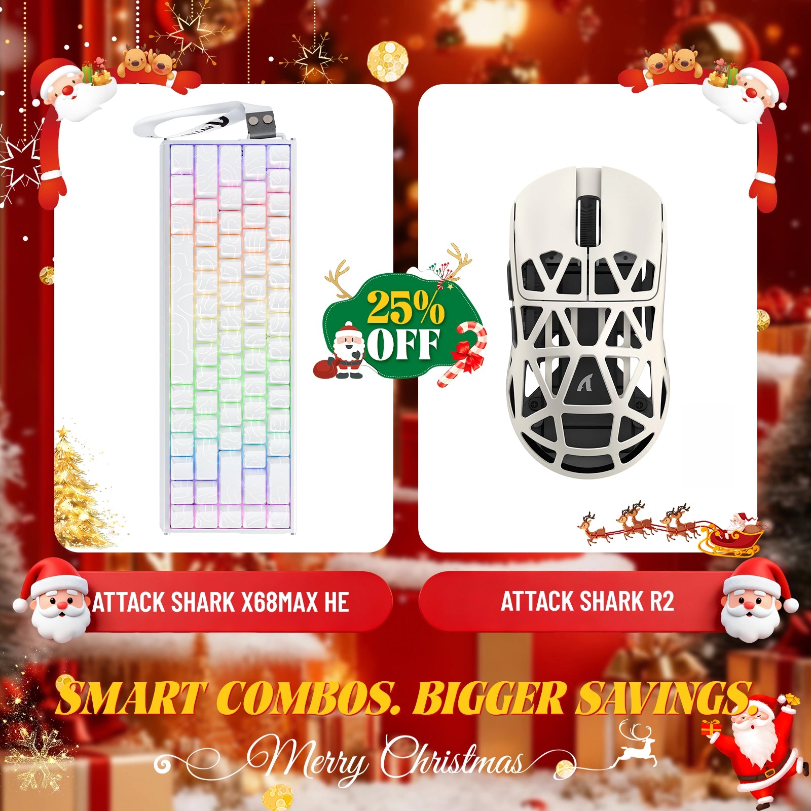 ATTACK SHARK X68MAX HE Rapid Trigger Aluminium-Tastatur + R2 Kabellose Gaming-Maus aus Magnesiumlegierung im Bundle