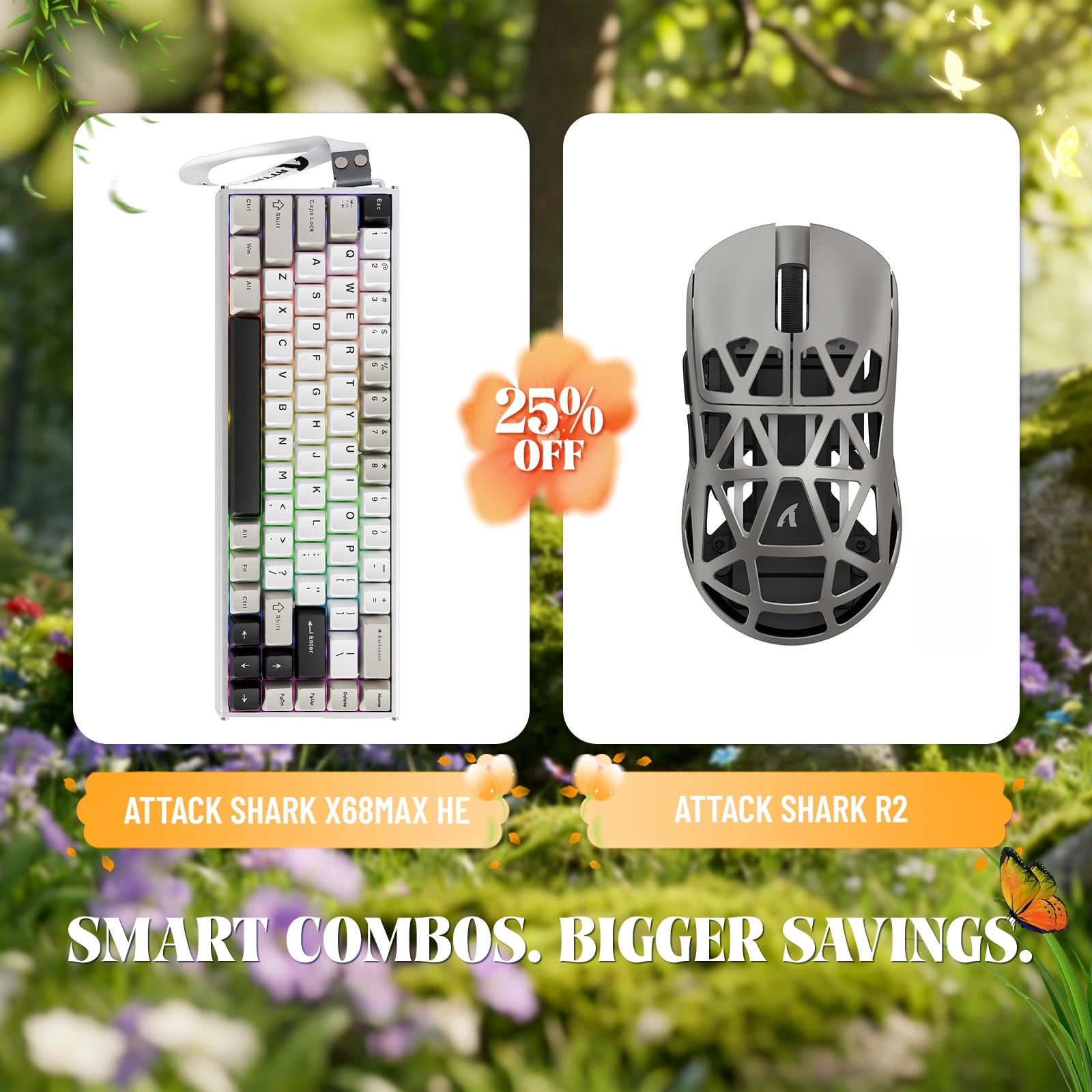 ATTACK SHARK X68MAX HE Rapid Trigger Aluminium-Tastatur + R2 Kabellose Gaming-Maus aus Magnesiumlegierung im Bundle