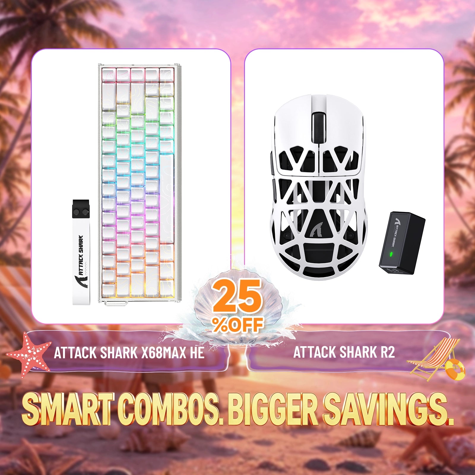 ATTACK SHARK X68MAX HE Rapid Trigger Aluminium-Tastatur + R2 Magnesiumlegierung Kabellose Gaming-Maus Bundle