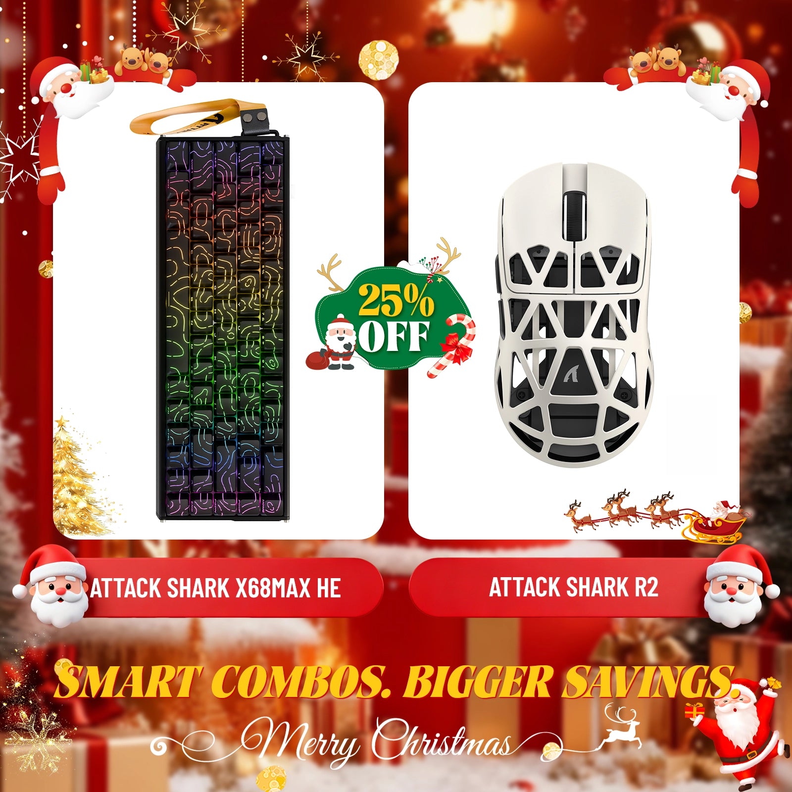 ATTACK SHARK X68MAX HE Rapid Trigger Aluminium-Tastatur + R2 Kabellose Gaming-Maus aus Magnesiumlegierung im Bundle