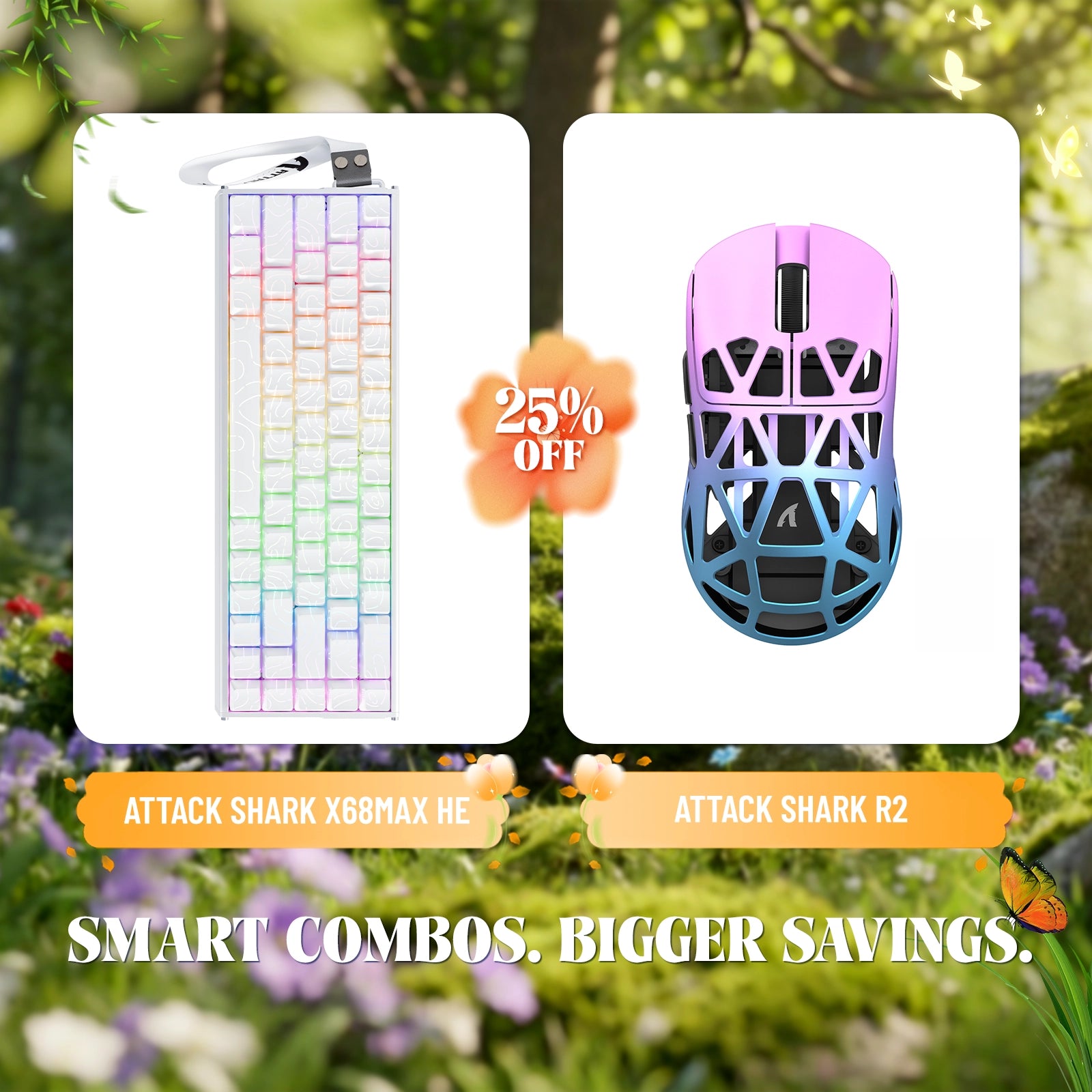 ATTACK SHARK X68MAX HE Rapid Trigger Aluminium-Tastatur + R2 Kabellose Gaming-Maus aus Magnesiumlegierung im Bundle