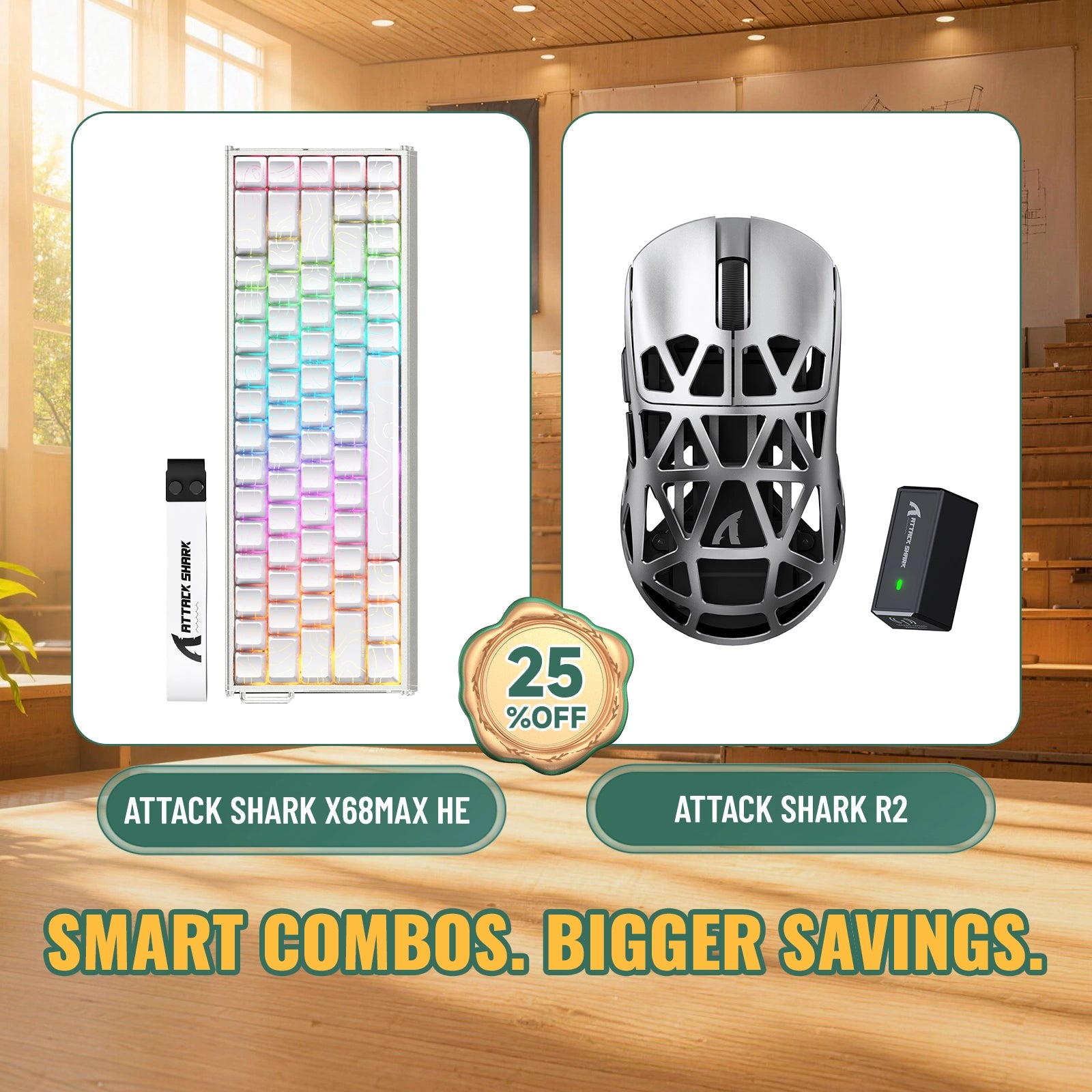 ATTACK SHARK X68 MAX HE-Tastatur aus Aluminium mit Rapid Trigger + R2-Magnesiumlegierung-Wireless-Gaming-Maus-Bundle