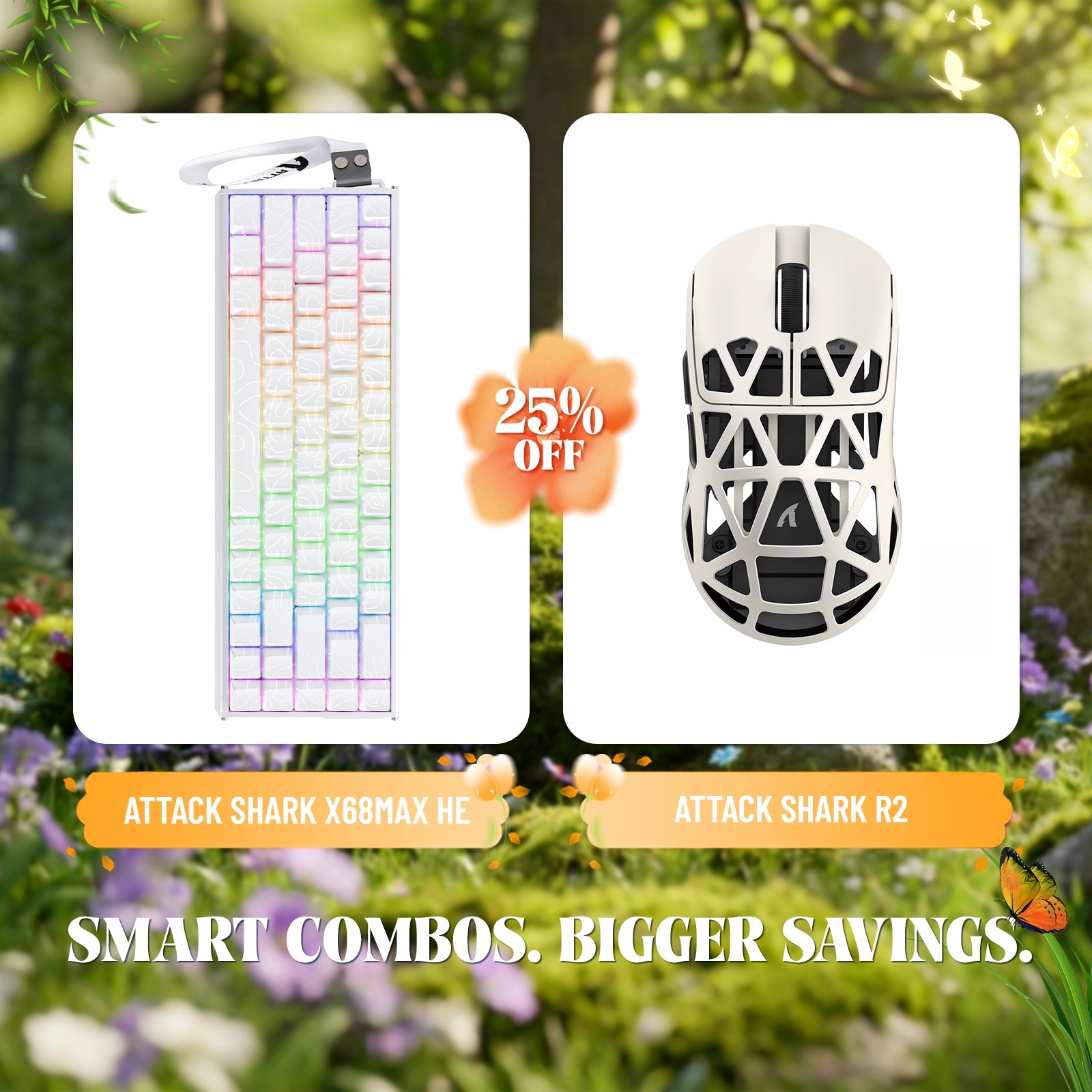 ATTACK SHARK X68MAX HE Rapid Trigger Aluminium-Tastatur + R2 Kabellose Gaming-Maus aus Magnesiumlegierung im Bundle