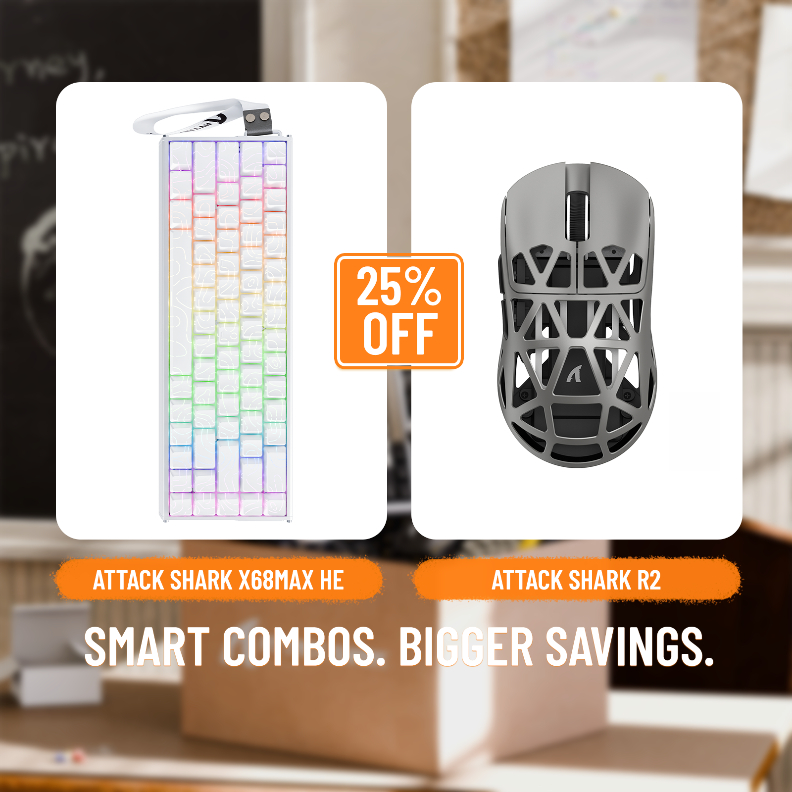 ATTACK SHARK X68MAX HE Rapid Trigger Aluminium-Tastatur + R2 Kabellose Gaming-Maus aus Magnesiumlegierung im Bundle