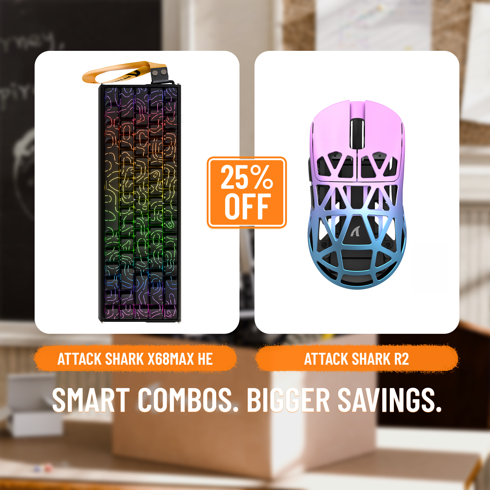 ATTACK SHARK X68MAX HE Rapid Trigger Aluminium-Tastatur + R2 Kabellose Gaming-Maus aus Magnesiumlegierung im Bundle