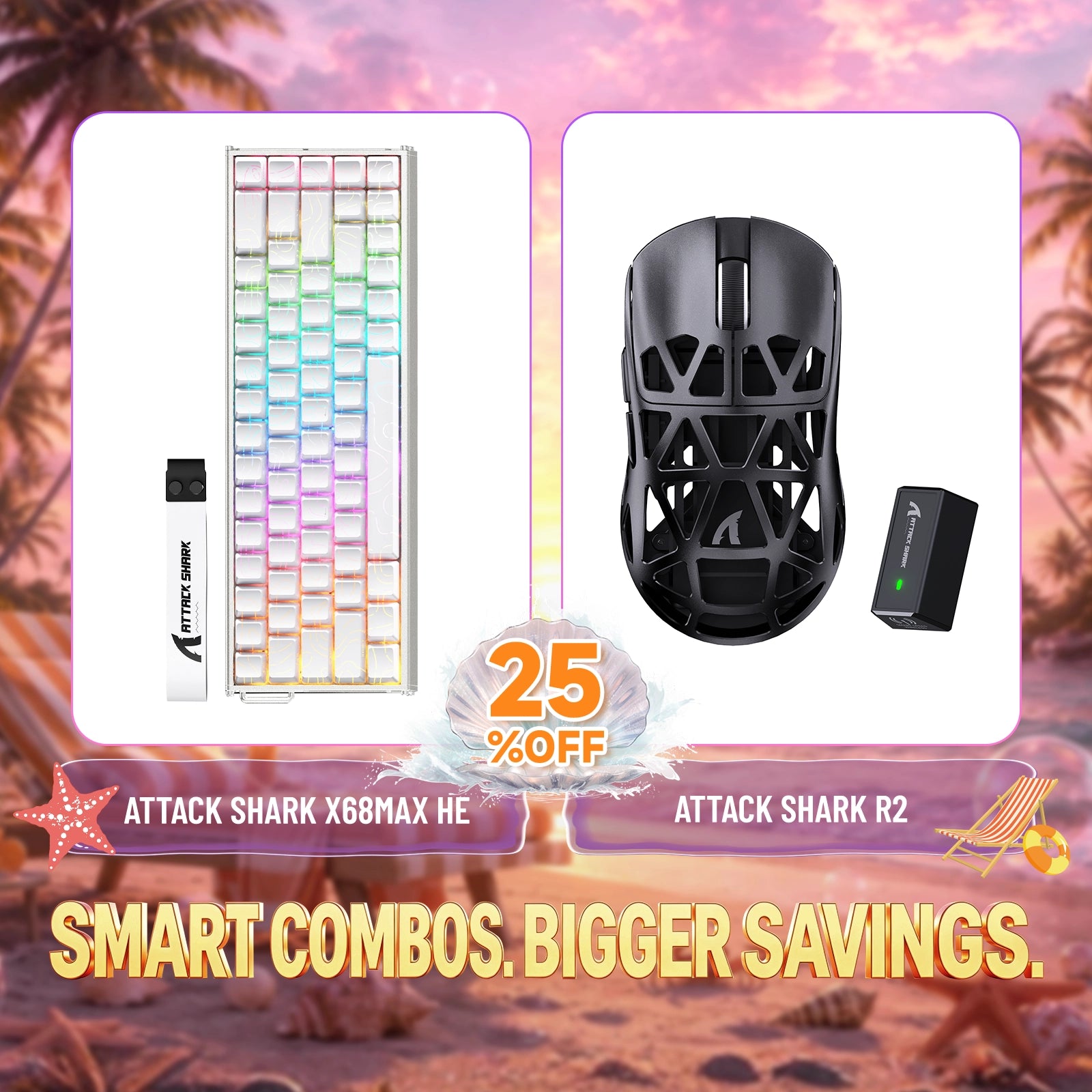 ATTACK SHARK X68MAX HE Rapid Trigger Aluminium-Tastatur + R2 Magnesiumlegierung Kabellose Gaming-Maus Bundle
