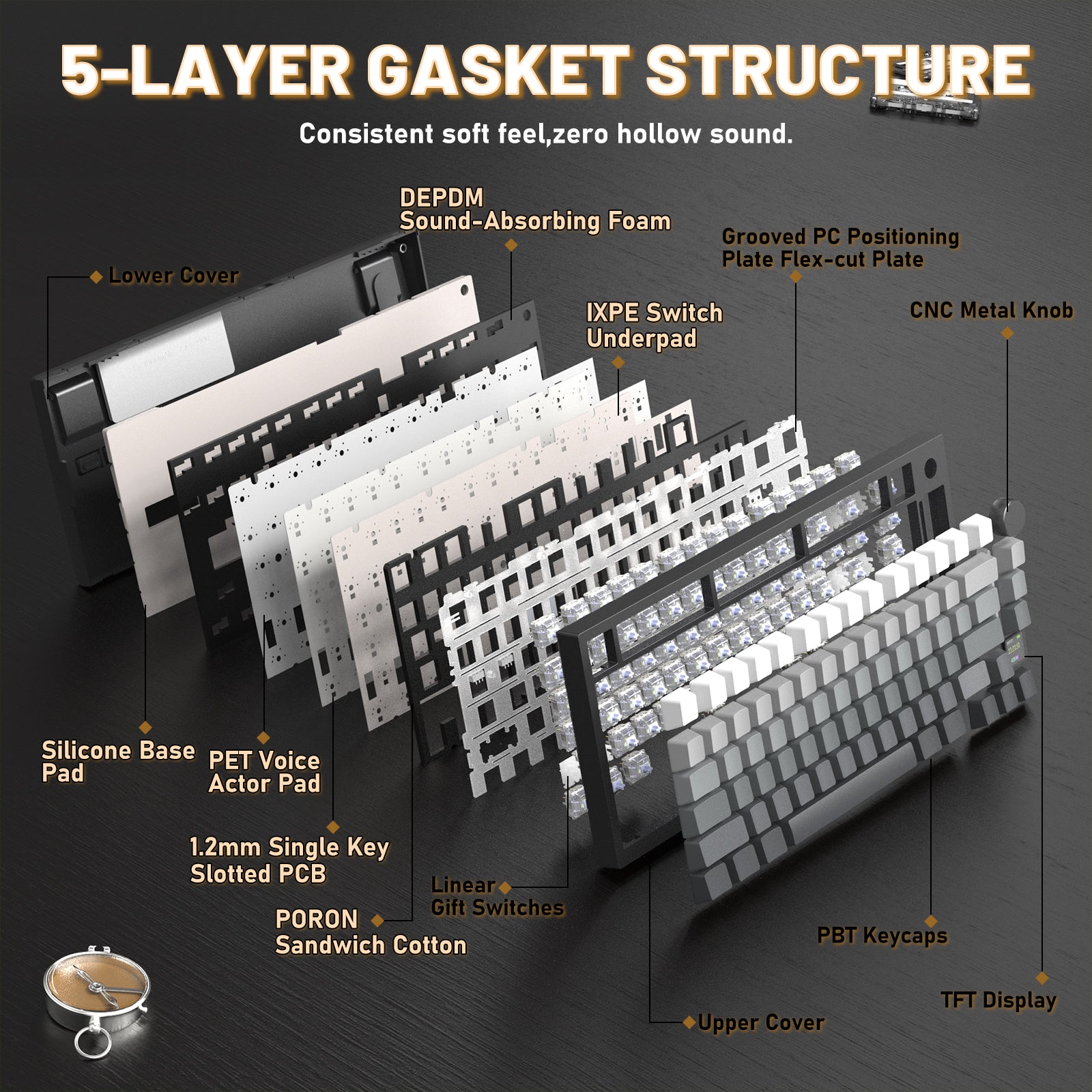 ATTACK SHARK X820ULTRA Mechanische Tastatur mit C01ULTRA Spiralkabel
