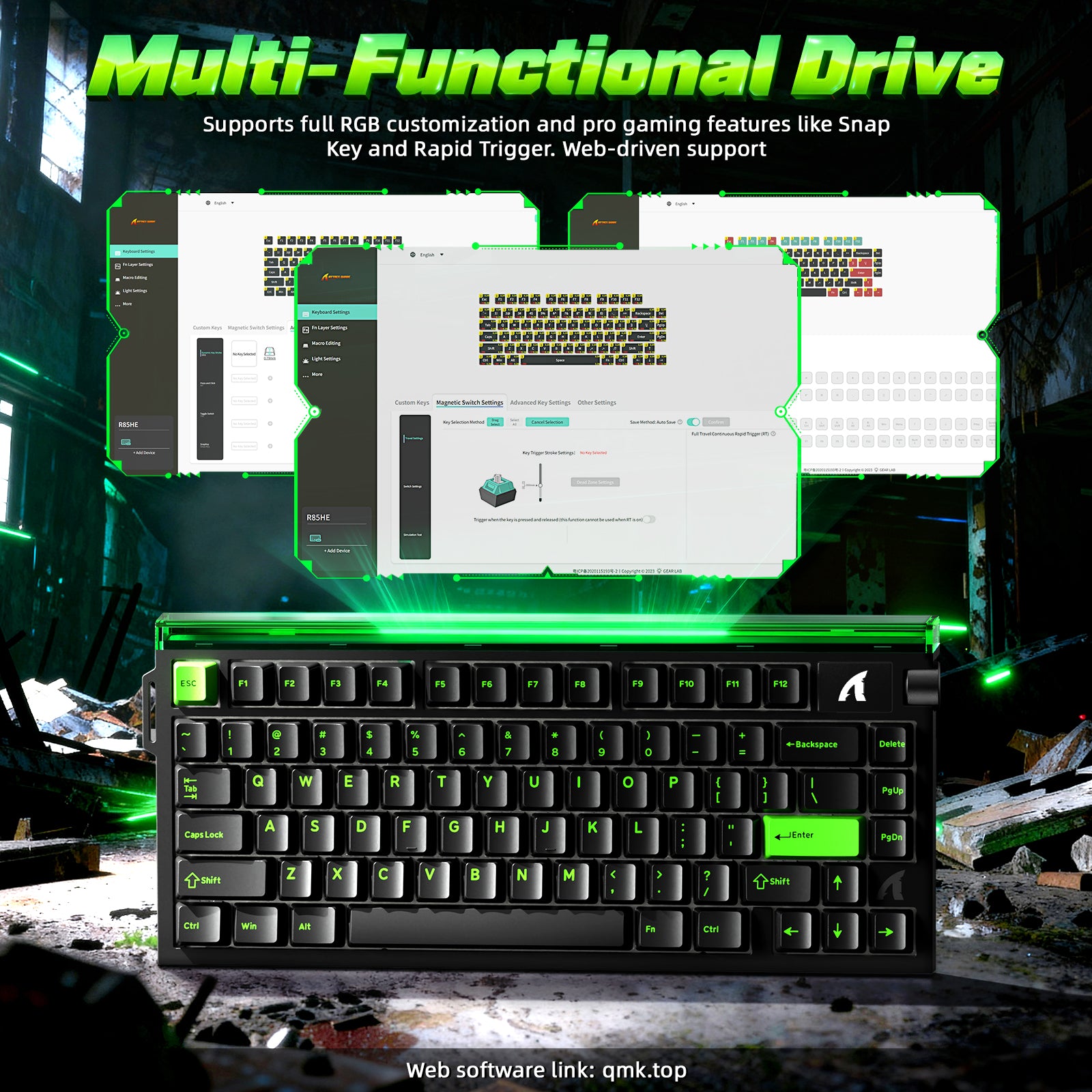 ATTACK SHARK R85 HE Rapid Trigger Tastatur mit C01ULTRA LED Kabel