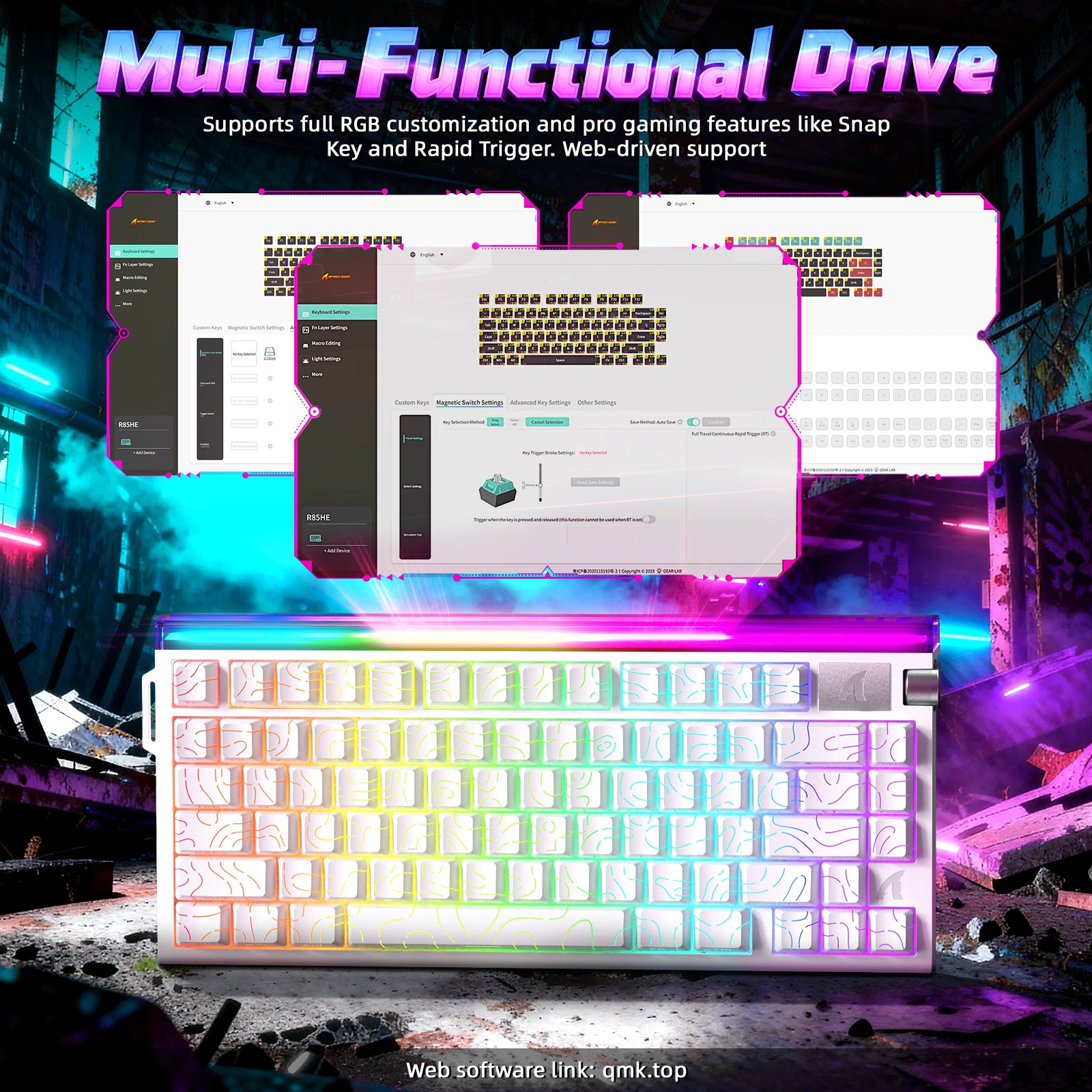 ATTACK SHARK R85 HE Rapid Trigger Tastatur mit C01ULTRA LED Kabel