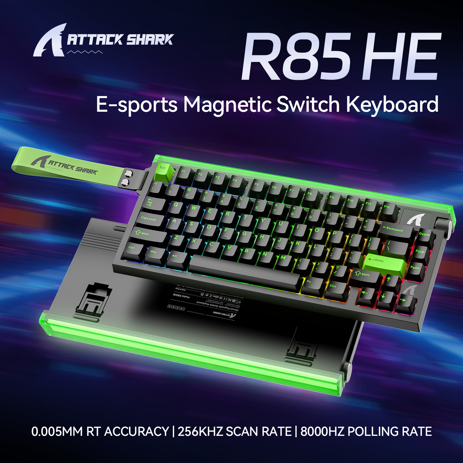 ATTACK SHARK R85 HE Rapid Trigger-Tastatur mit Magnetschalter und benutzerdefinierter Leuchtbox