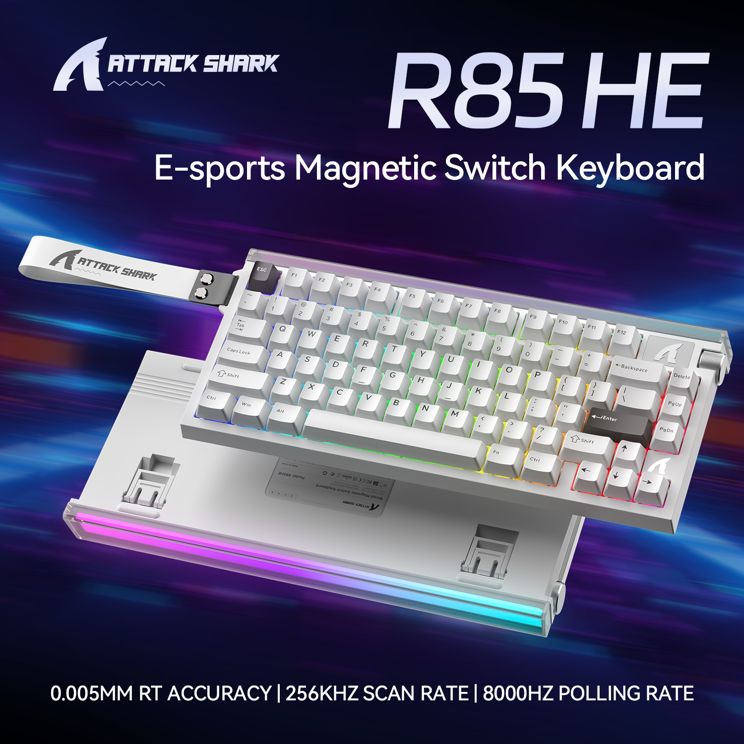 ATTACK SHARK R85 HE Rapid Trigger-Tastatur mit Magnetschalter und benutzerdefinierter Leuchtbox