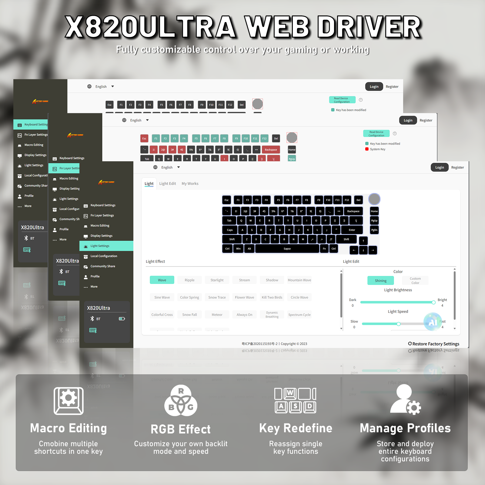 ATTACK SHARK X820ULTRA Mechanische Tastatur mit C01ULTRA Spiralkabel