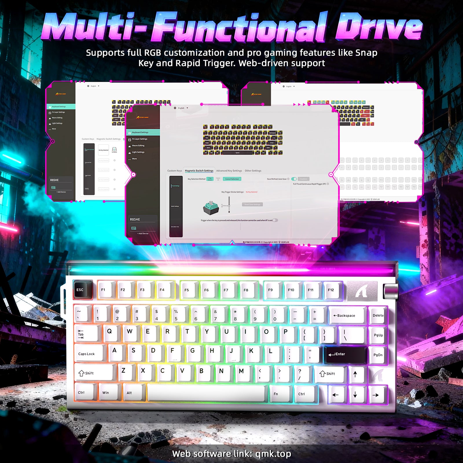 ATTACK SHARK R85 HE Rapid Trigger Tastatur mit C01ULTRA LED Kabel