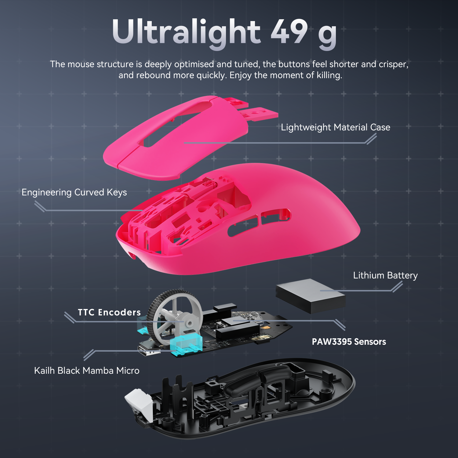 ATTACK SHARK X3 Kabellose Gaming-Maus PAW3395 Superleicht