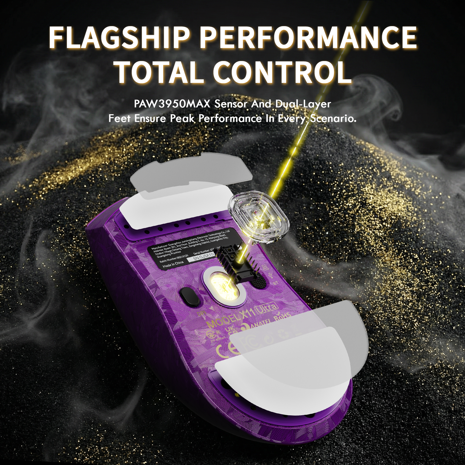 ATTACK SHARK X11 ULTRA Carbonfaser Kabellose Gaming-Maus mit C06 Ultra LED-Kabel