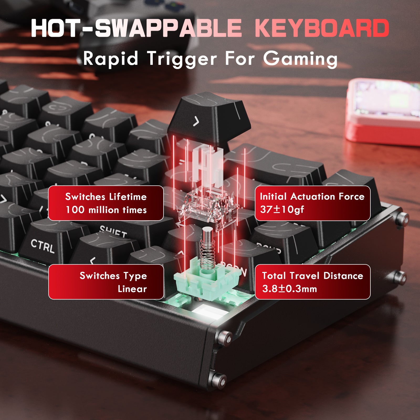 ATTACK SHARK X68MAX HE Rapid Trigger CNC Aluminium-Tastatur mit magnetischem Schalter und C01Ultra RGB Spiralkabel