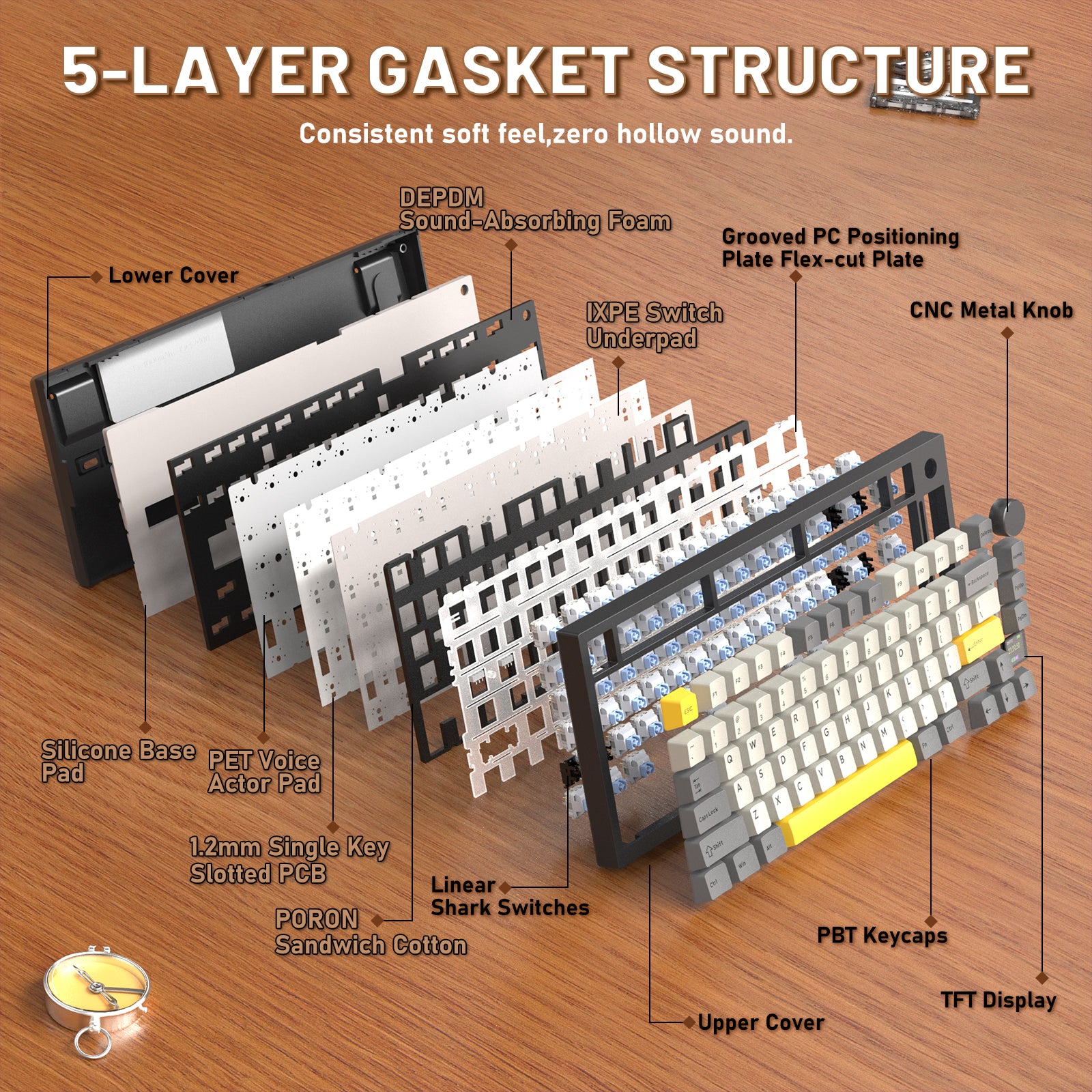 ATTACK SHARK X820ULTRA Mechanische Tastatur mit C01ULTRA Spiralkabel