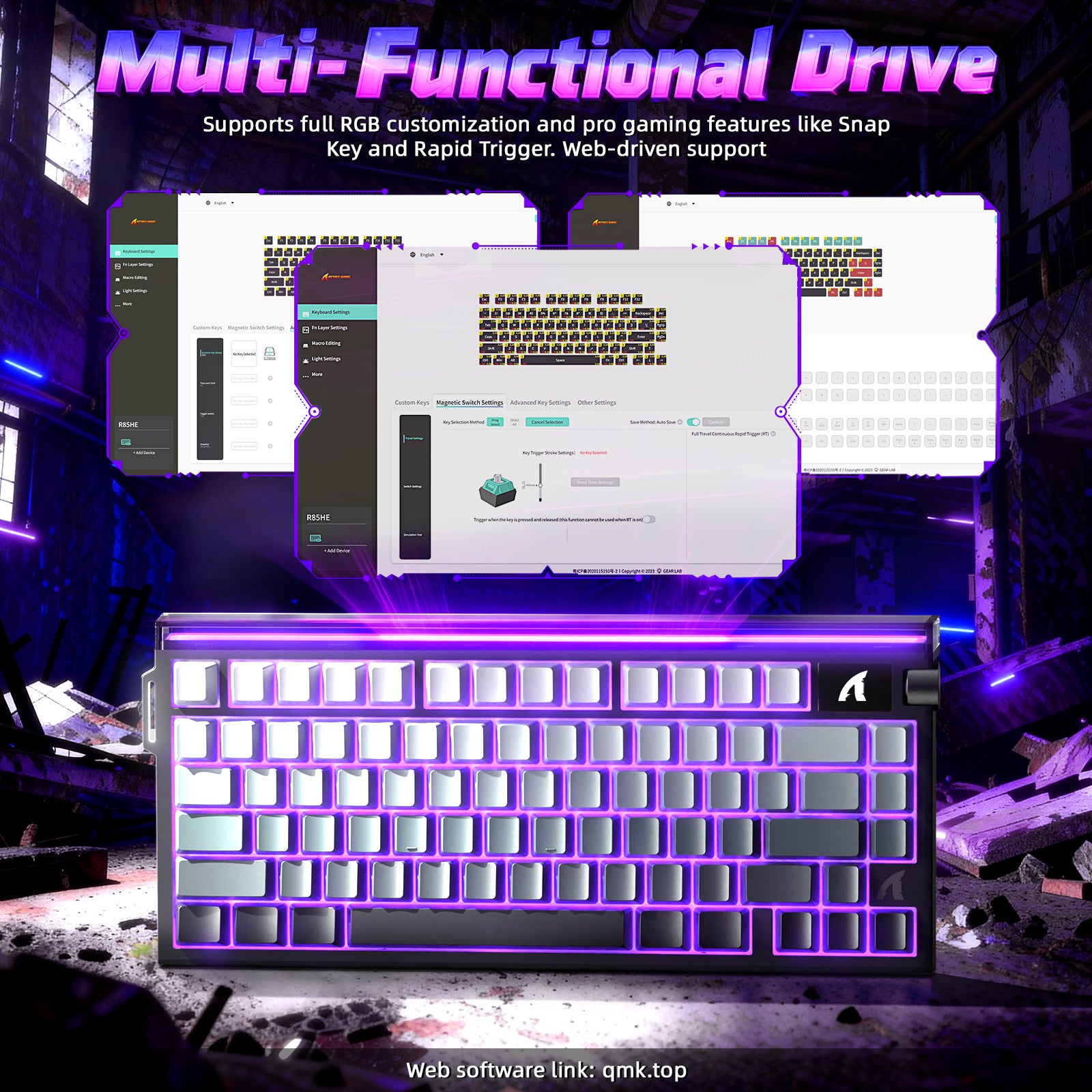 ATTACK SHARK R85 HE Rapid Trigger Tastatur mit C01ULTRA LED Kabel