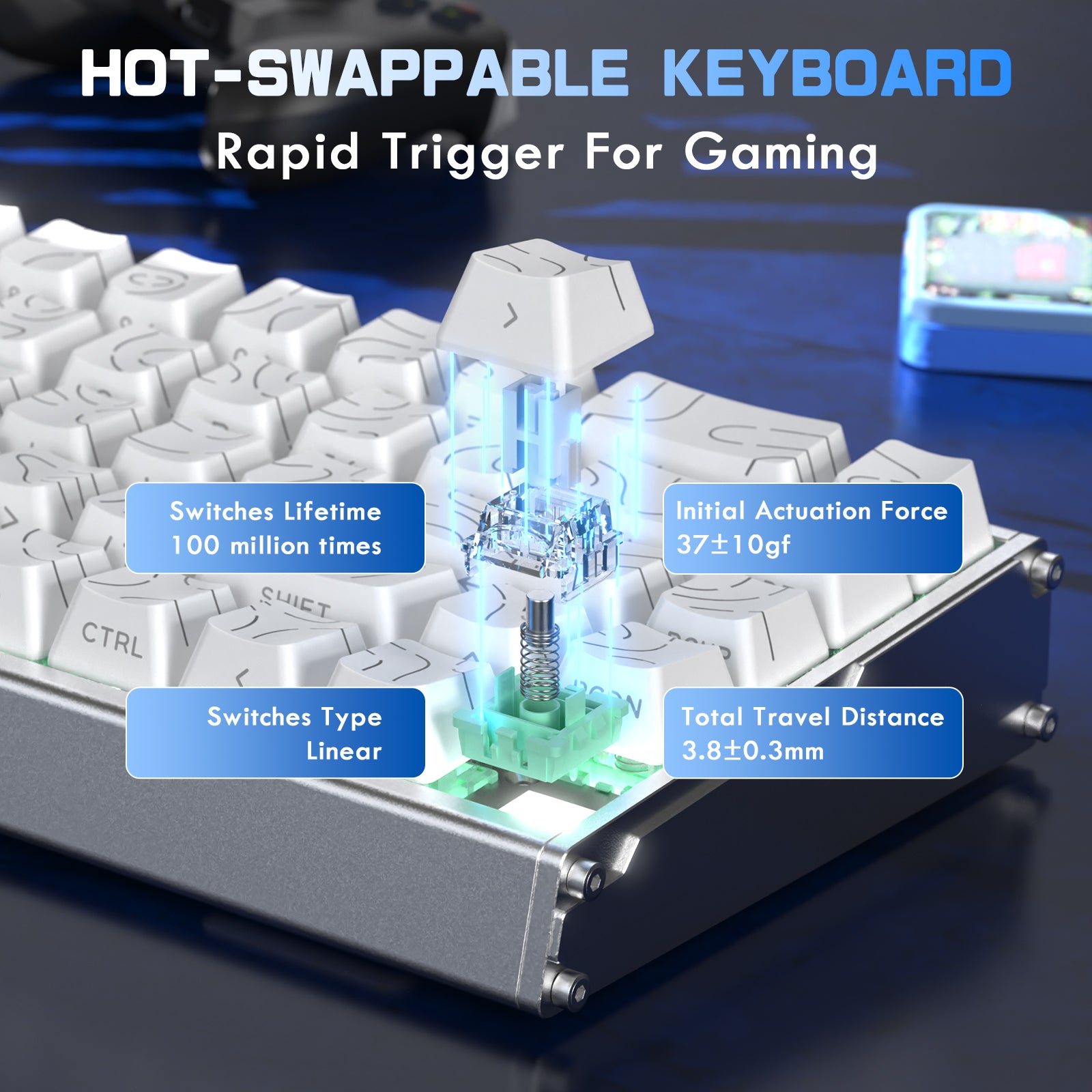 ATTACK SHARK X68MAX HE Rapid Trigger CNC Aluminium-Tastatur mit magnetischem Schalter und C01Ultra RGB Spiralkabel