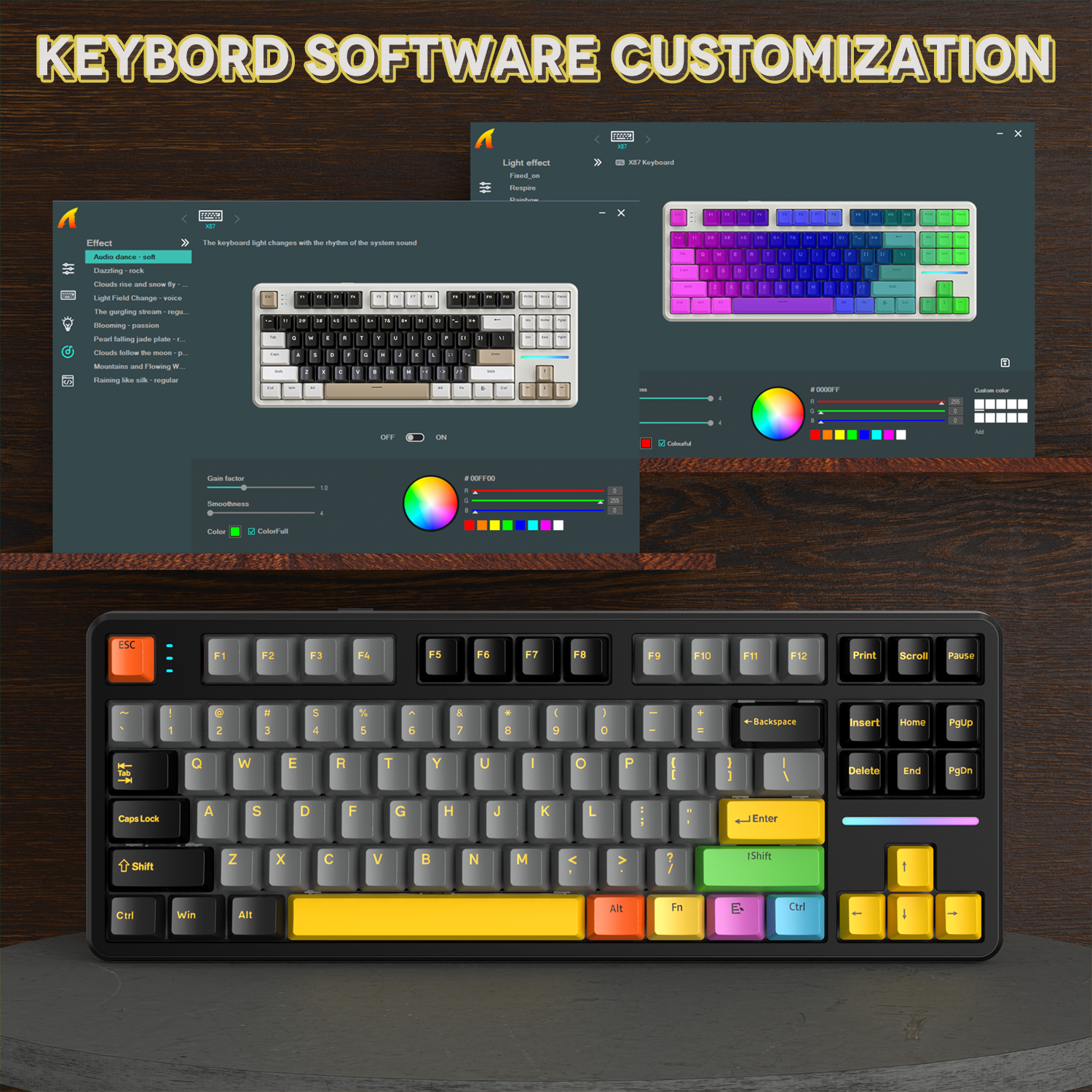 ATTACK SHARK X87 Tri-Mode-Dichtungstastatur