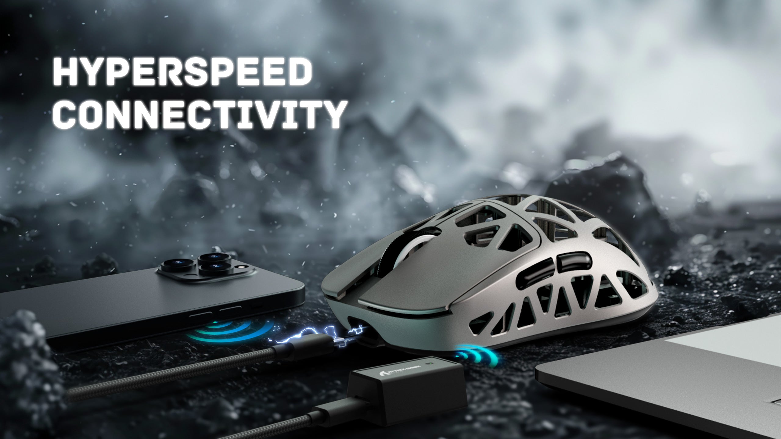 ATTACK SHARK R2PRO Magnesiumlegierung PAW3950 Gaming-Maus 8K mit Spiralkabel (ohne Ladestation)