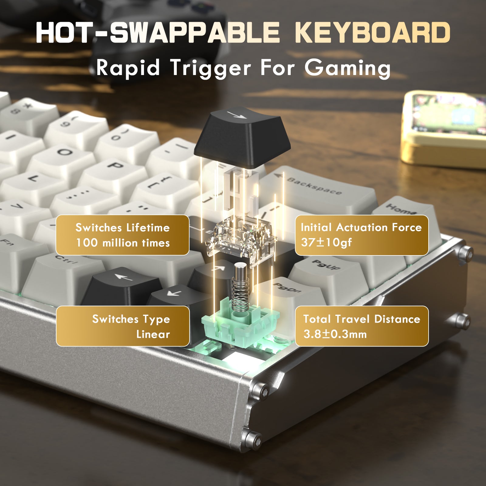 ATTACK SHARK X68MAX HE Rapid Trigger CNC Aluminium-Tastatur mit magnetischem Schalter und C01Ultra RGB Spiralkabel