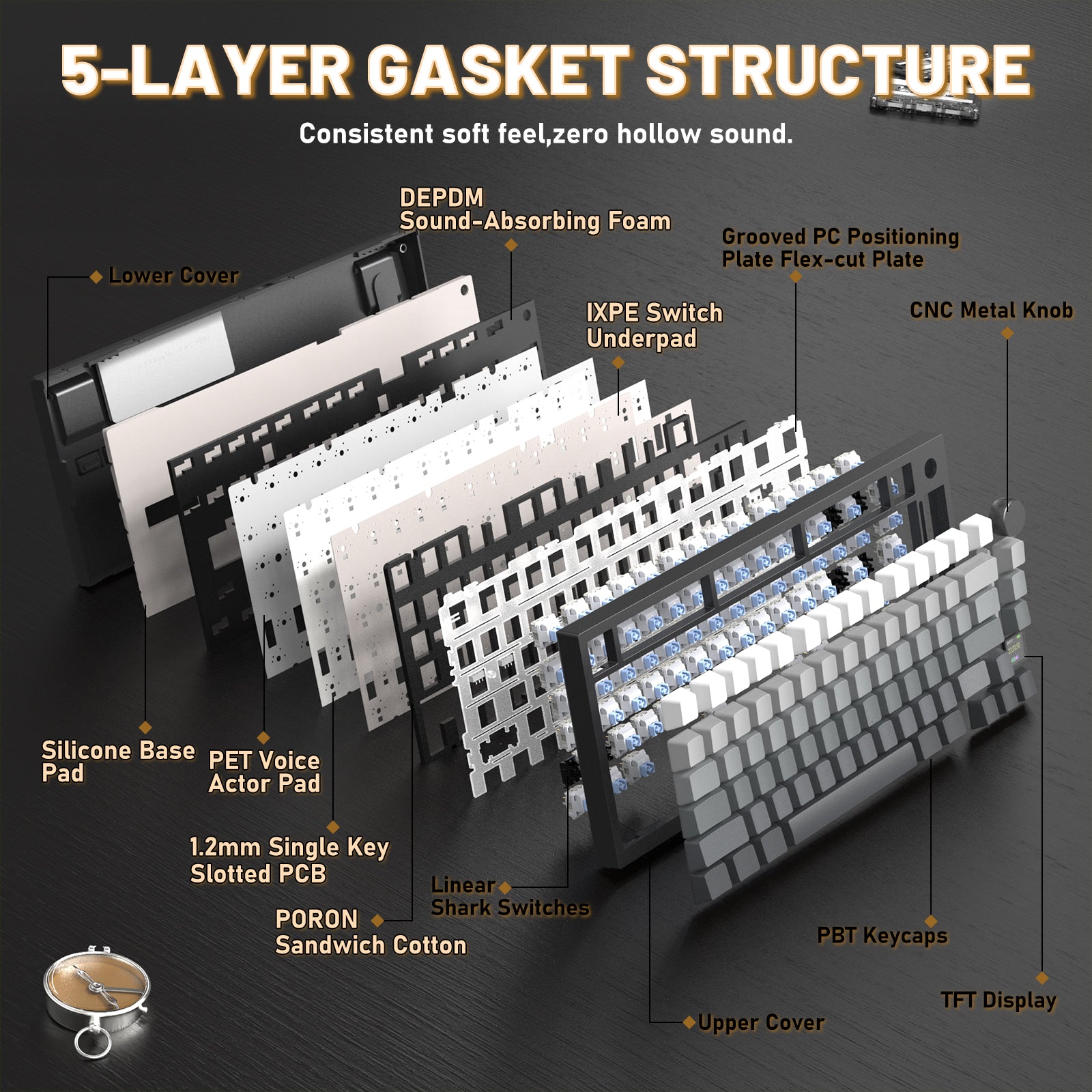 ATTACK SHARK X820ULTRA Mechanische Tastatur mit C01ULTRA Spiralkabel