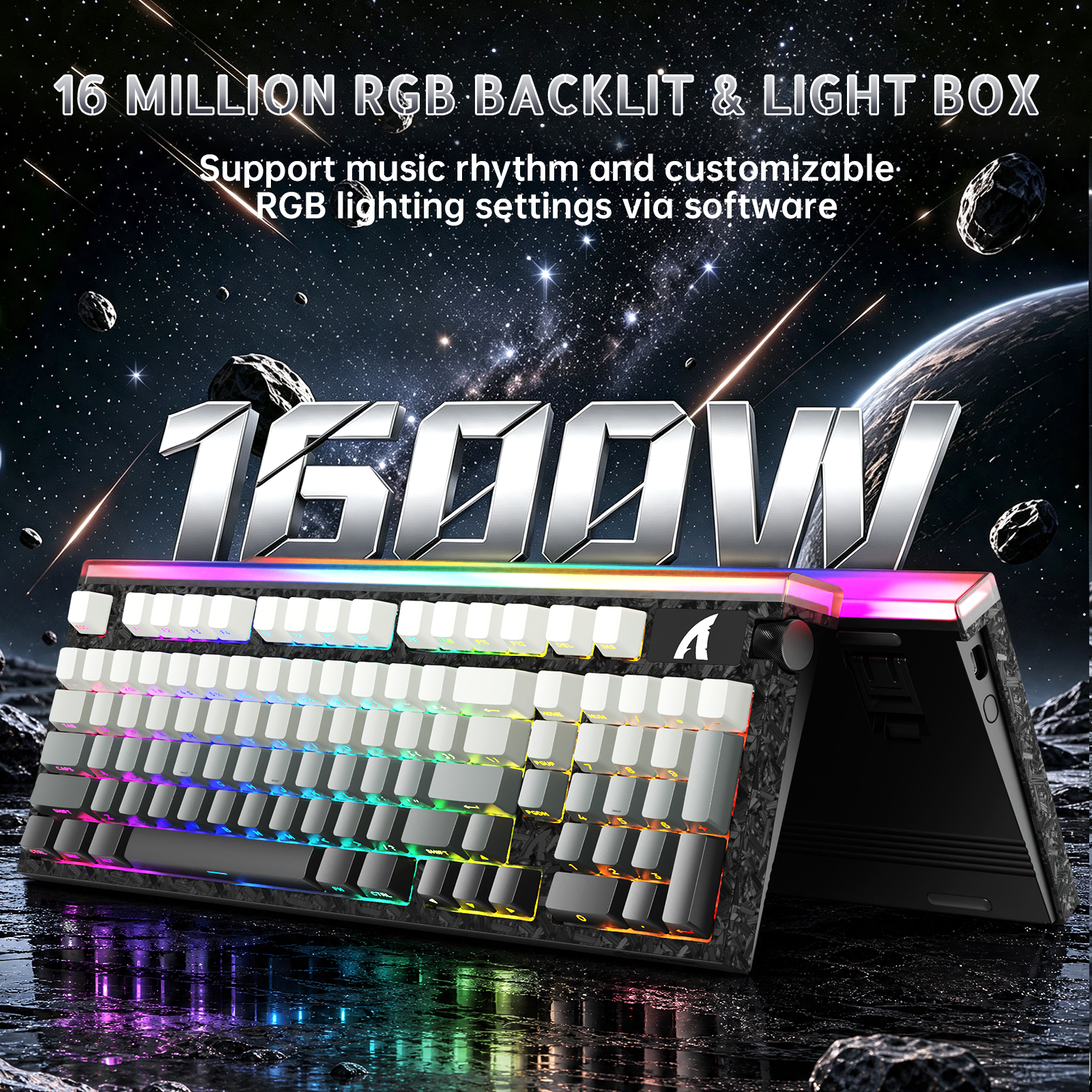 ATTACK SHARK R98 HE Carbonfaser-Kabelgebundene Tastatur mit schnellem Auslöser, magnetischem Schalter und C01 Ultra RGB Spiralkabel