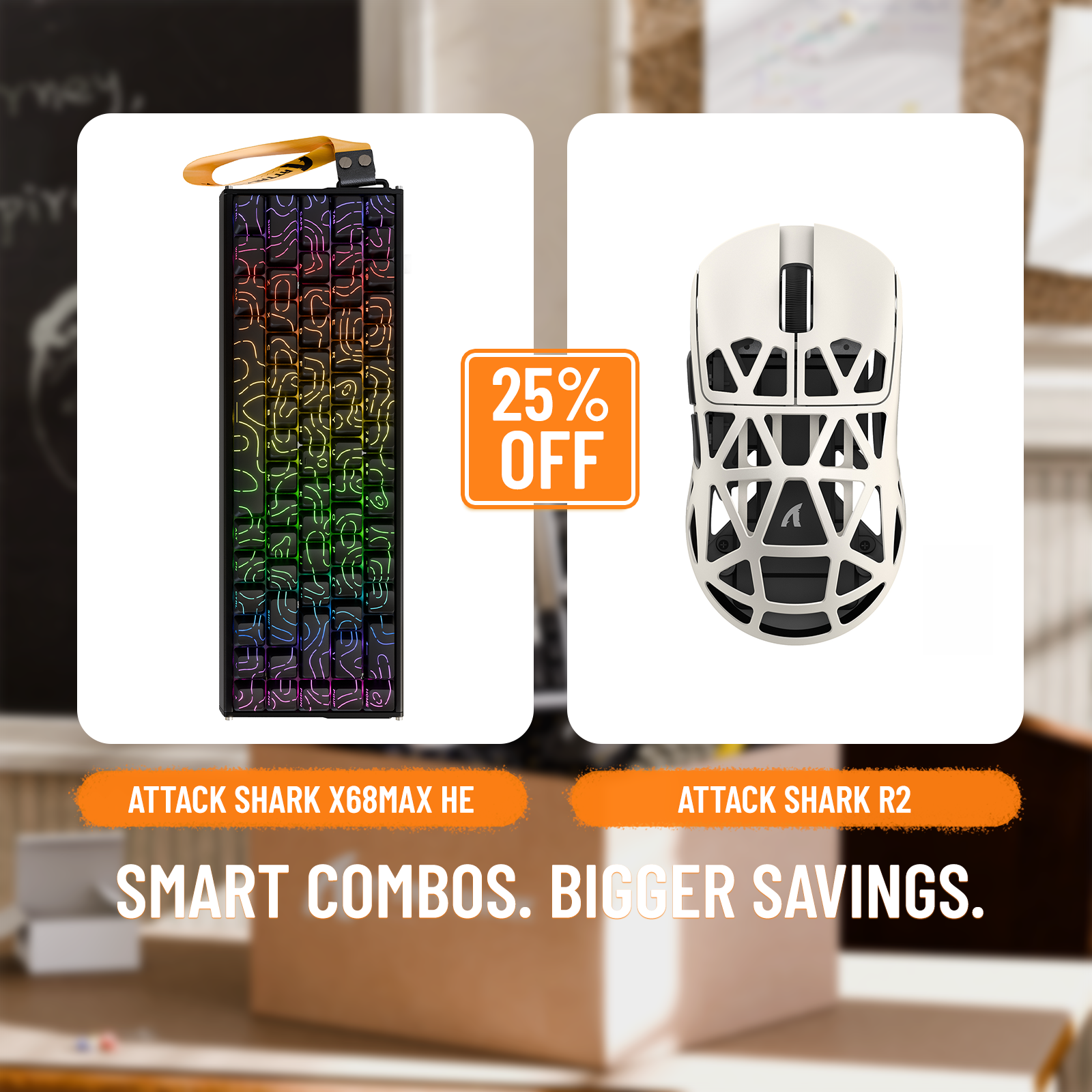 ATTACK SHARK X68MAX HE Rapid Trigger Aluminium-Tastatur + R2 Kabellose Gaming-Maus aus Magnesiumlegierung im Bundle