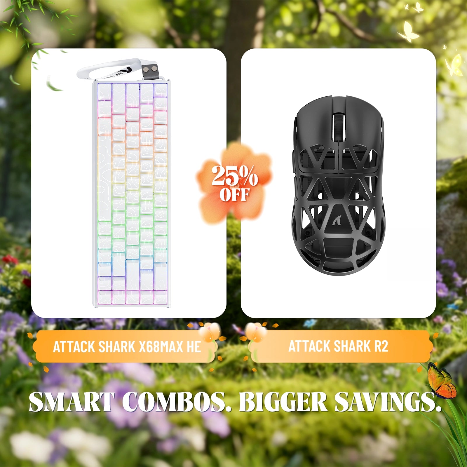 ATTACK SHARK X68MAX HE Rapid Trigger Aluminium-Tastatur + R2 Kabellose Gaming-Maus aus Magnesiumlegierung im Bundle