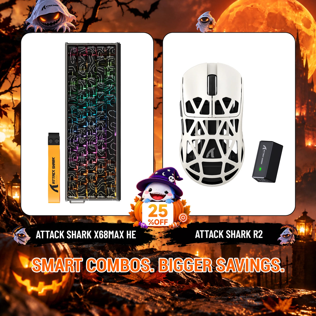 ATTACK SHARK X68 MAX HE-Tastatur aus Aluminium mit Rapid Trigger + R2-Magnesiumlegierung-Wireless-Gaming-Maus-Bundle
